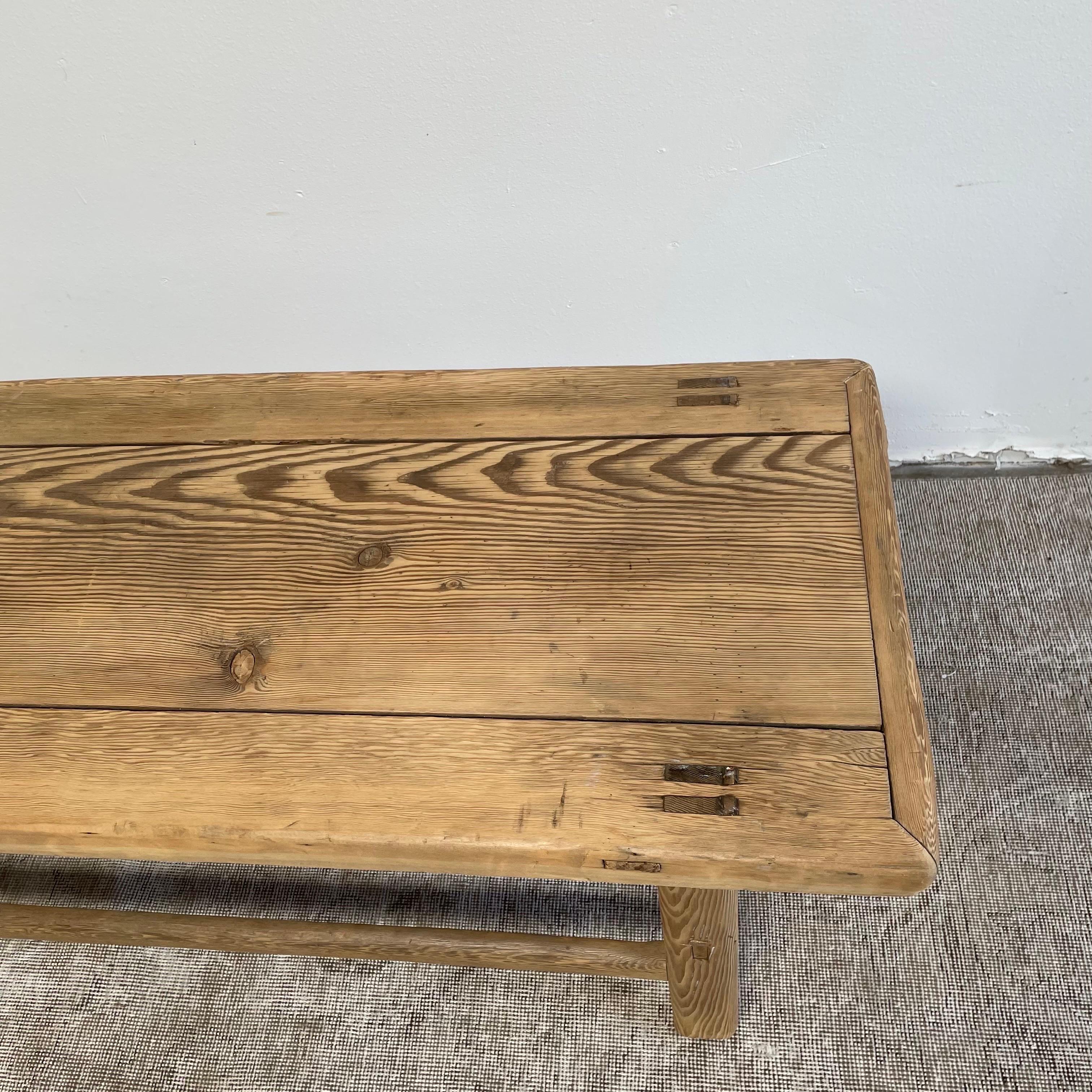 20th Century Vintage Elm Wood Coffee Table with Natural Patina