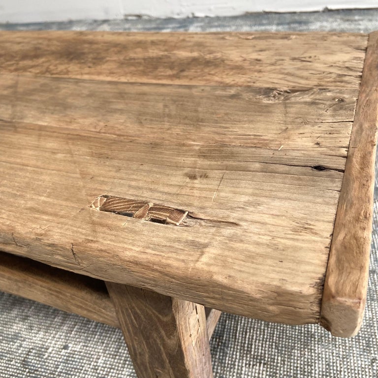 Vintage Elm Wood Coffee Table with Natural Patina at 1stDibs