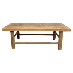 Vintage Elm Wood Coffee Table with Natural Patina