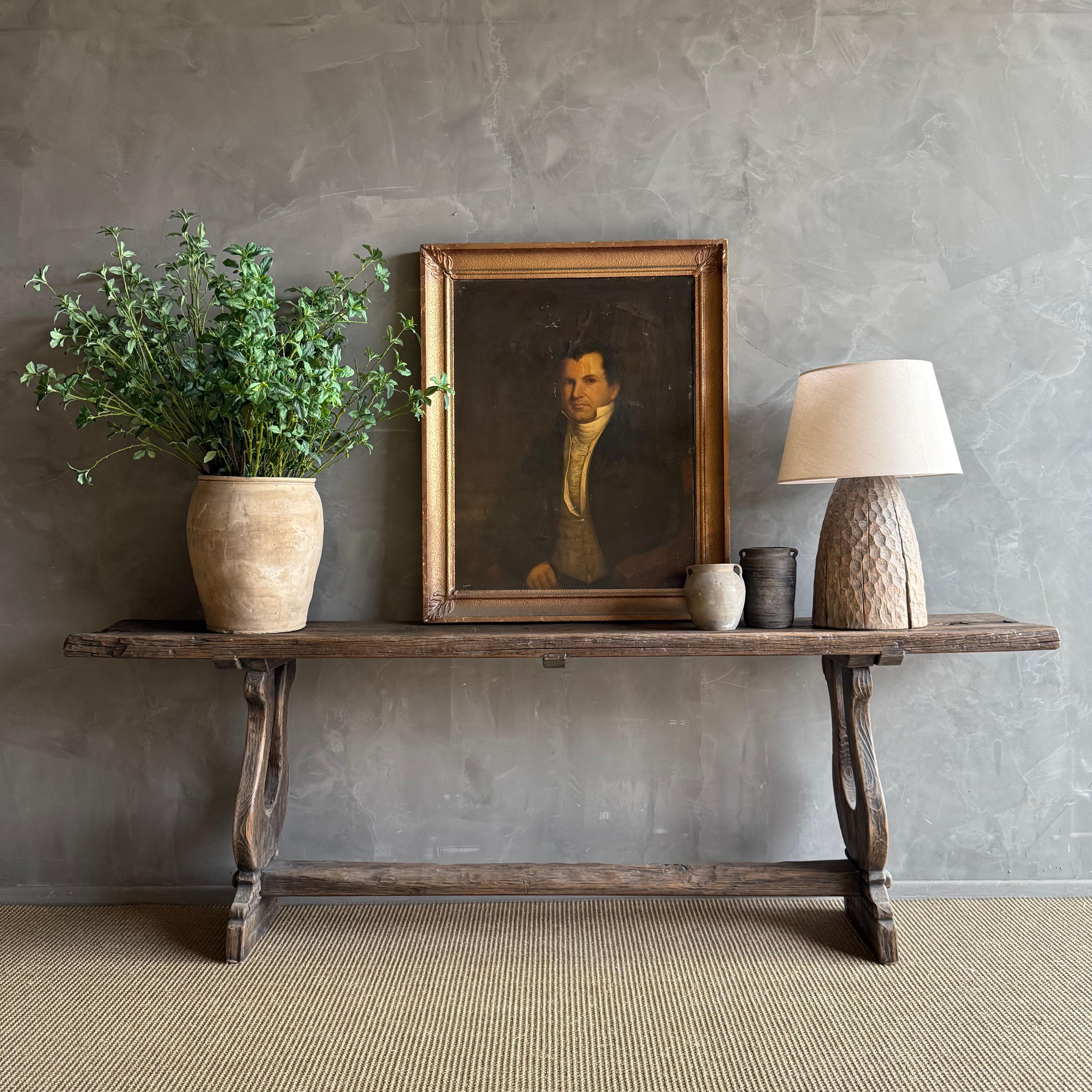 Vintage Elm Wood Console 97