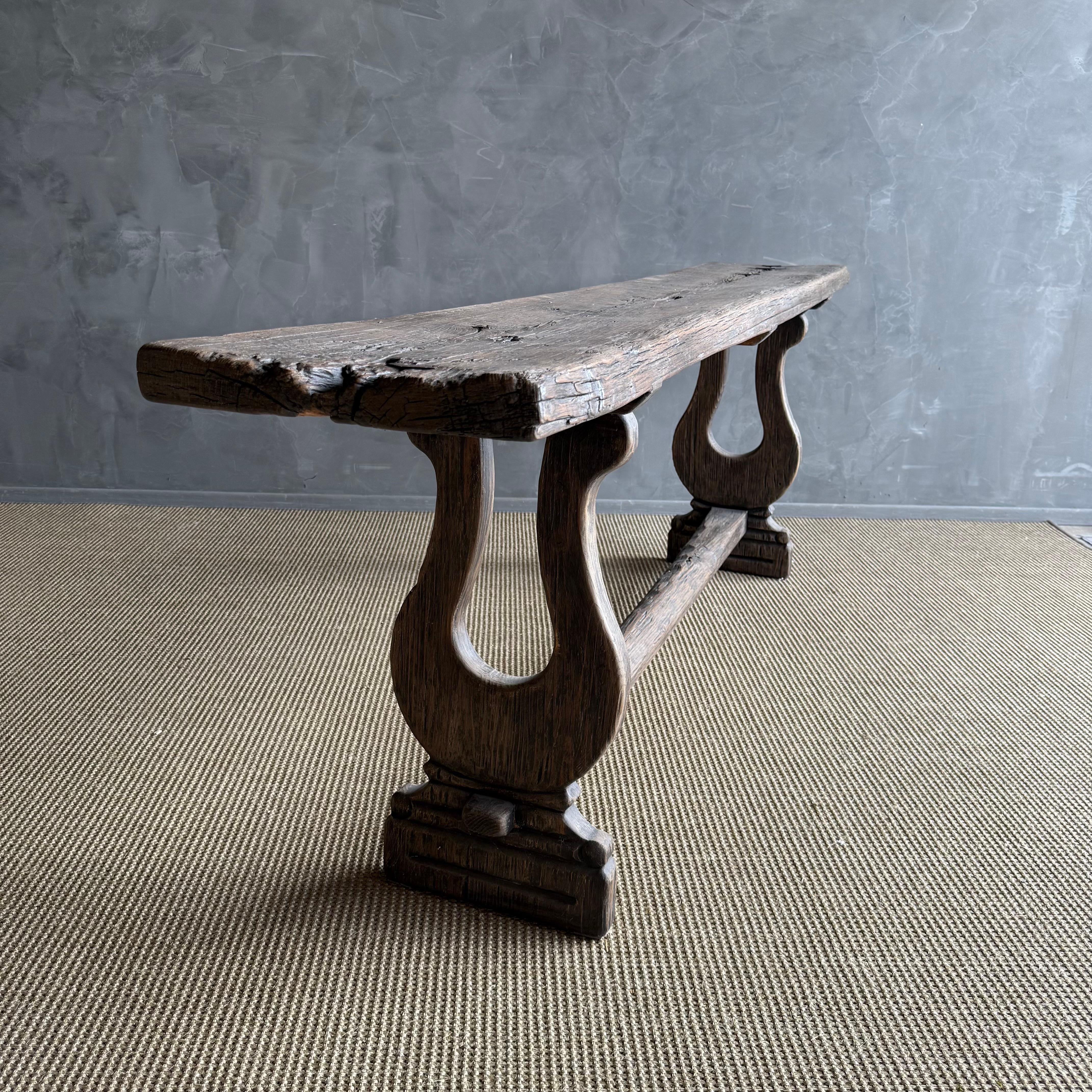 Vintage Elm Wood Console 97