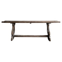 Vintage Elm Wood Console 97"