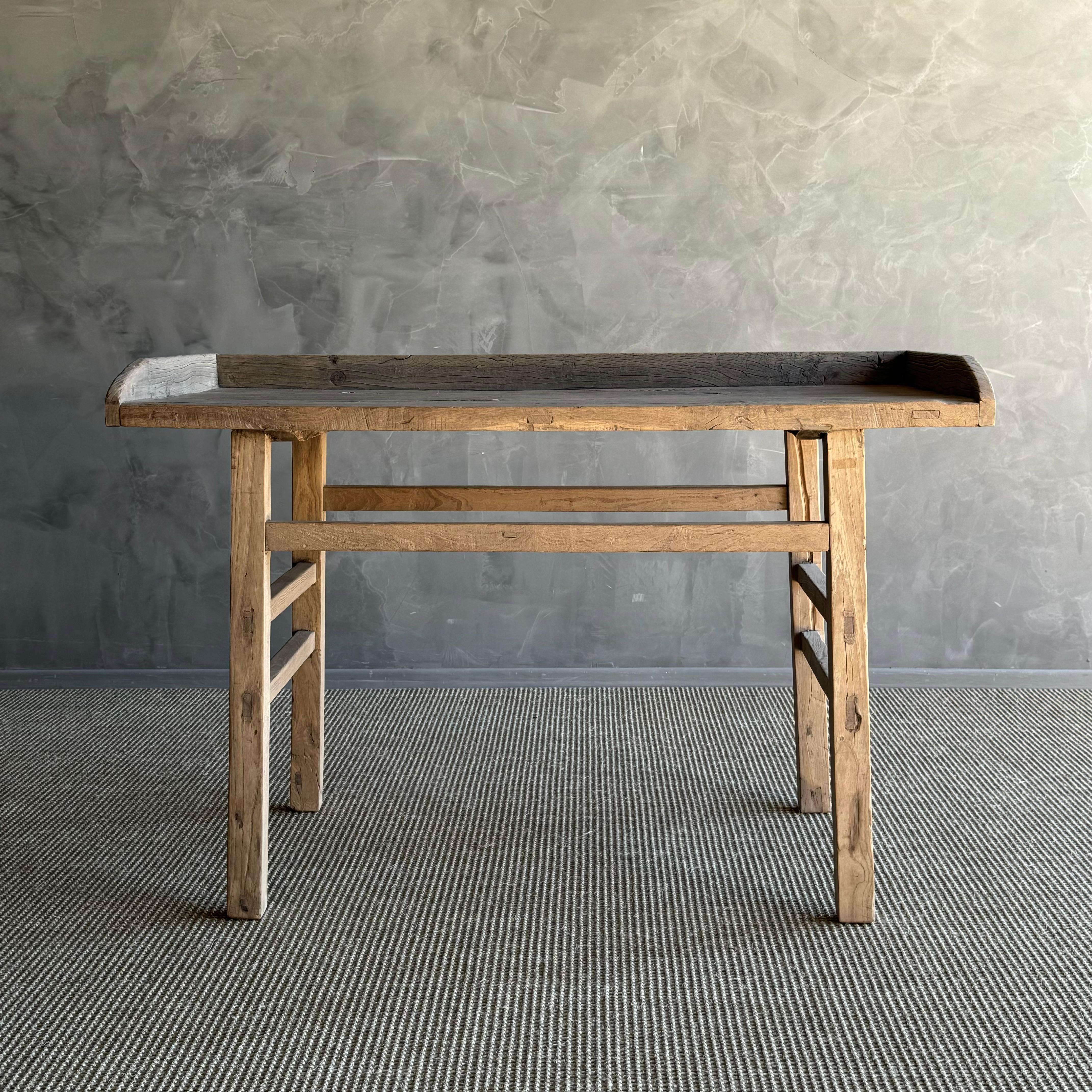 Consola o escritorio de madera de olmo vintage siglo XX