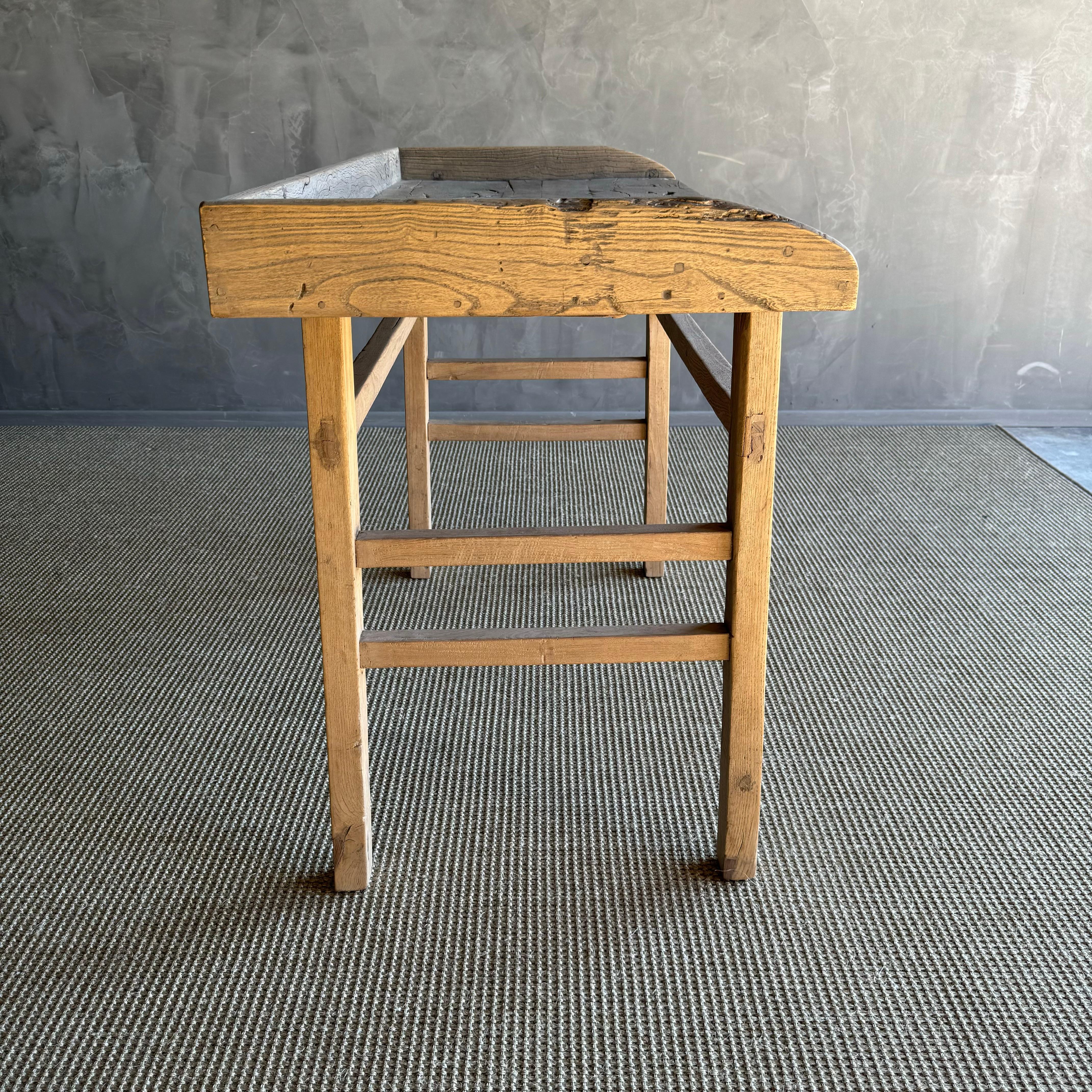 Consola o escritorio de madera de olmo vintage 1