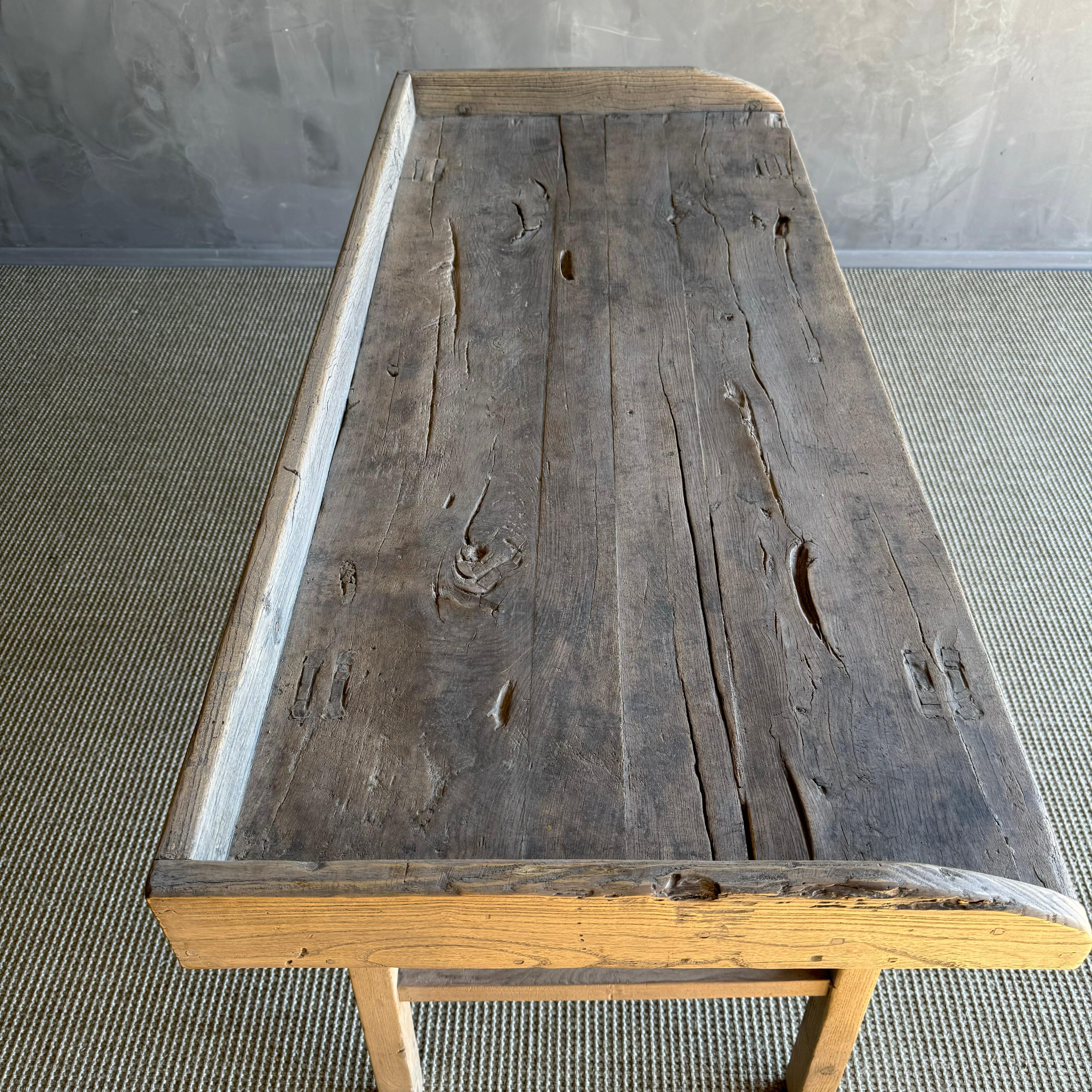 Consola o escritorio de madera de olmo vintage 2