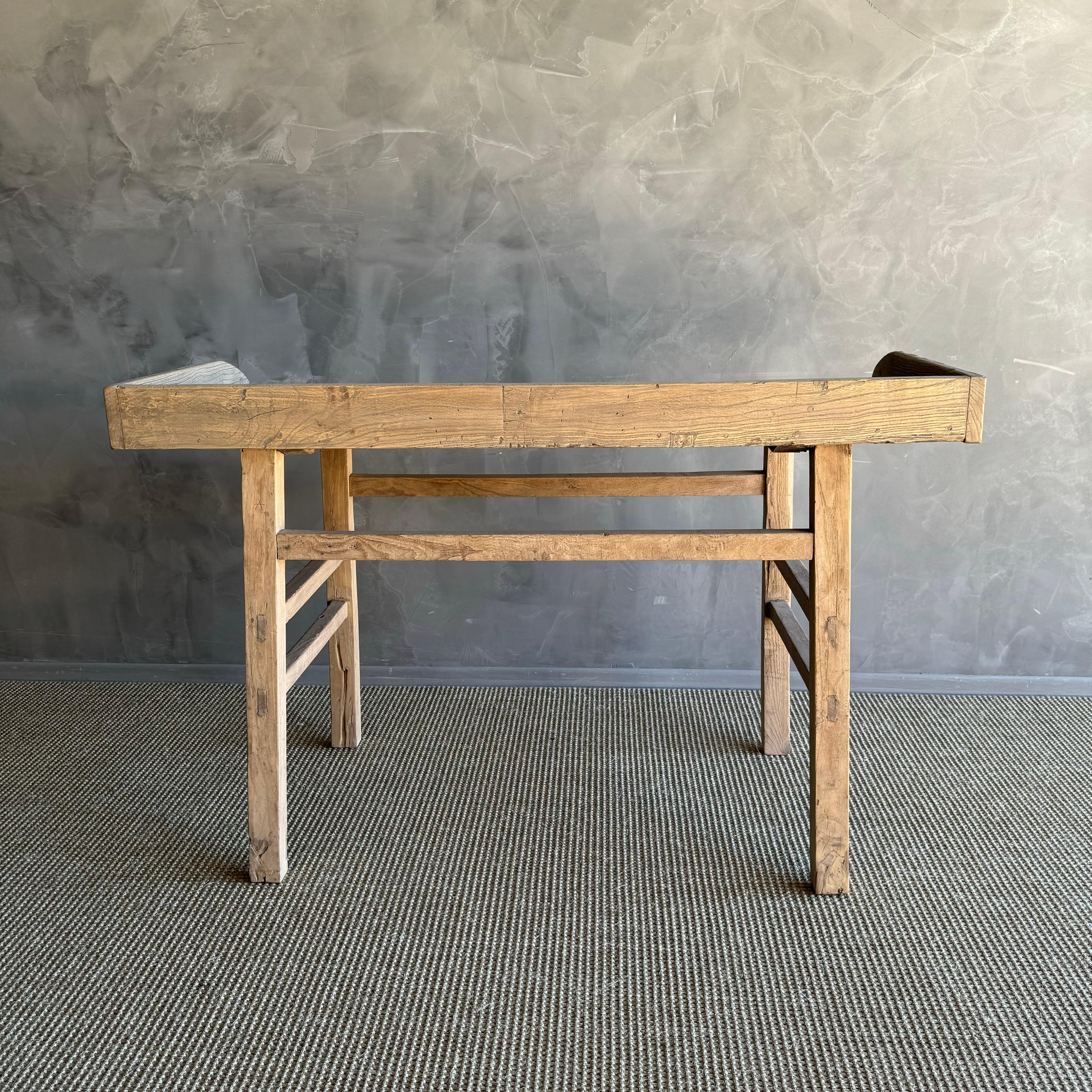 Consola o escritorio de madera de olmo vintage 3