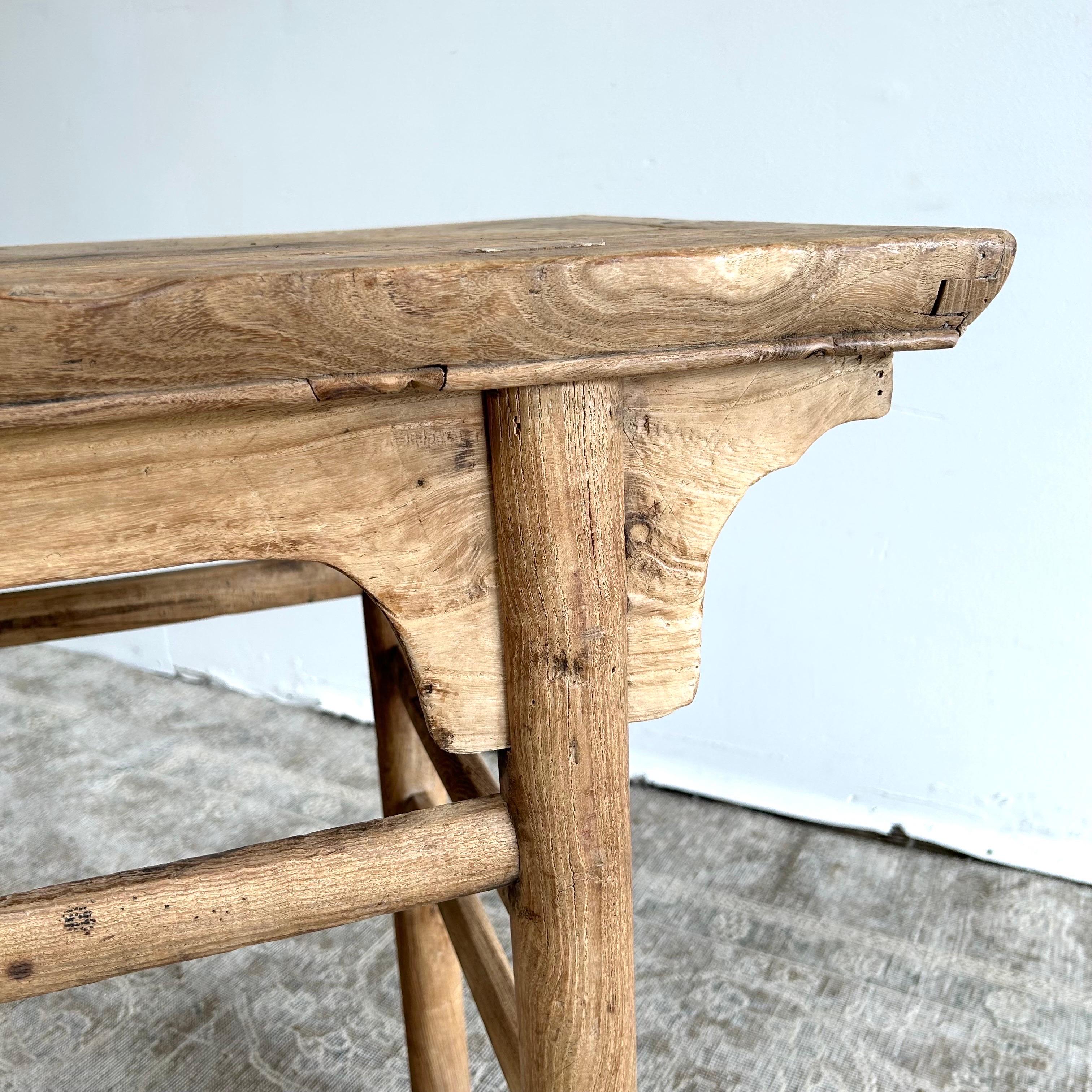 Vintage Elm Wood Console Table 37