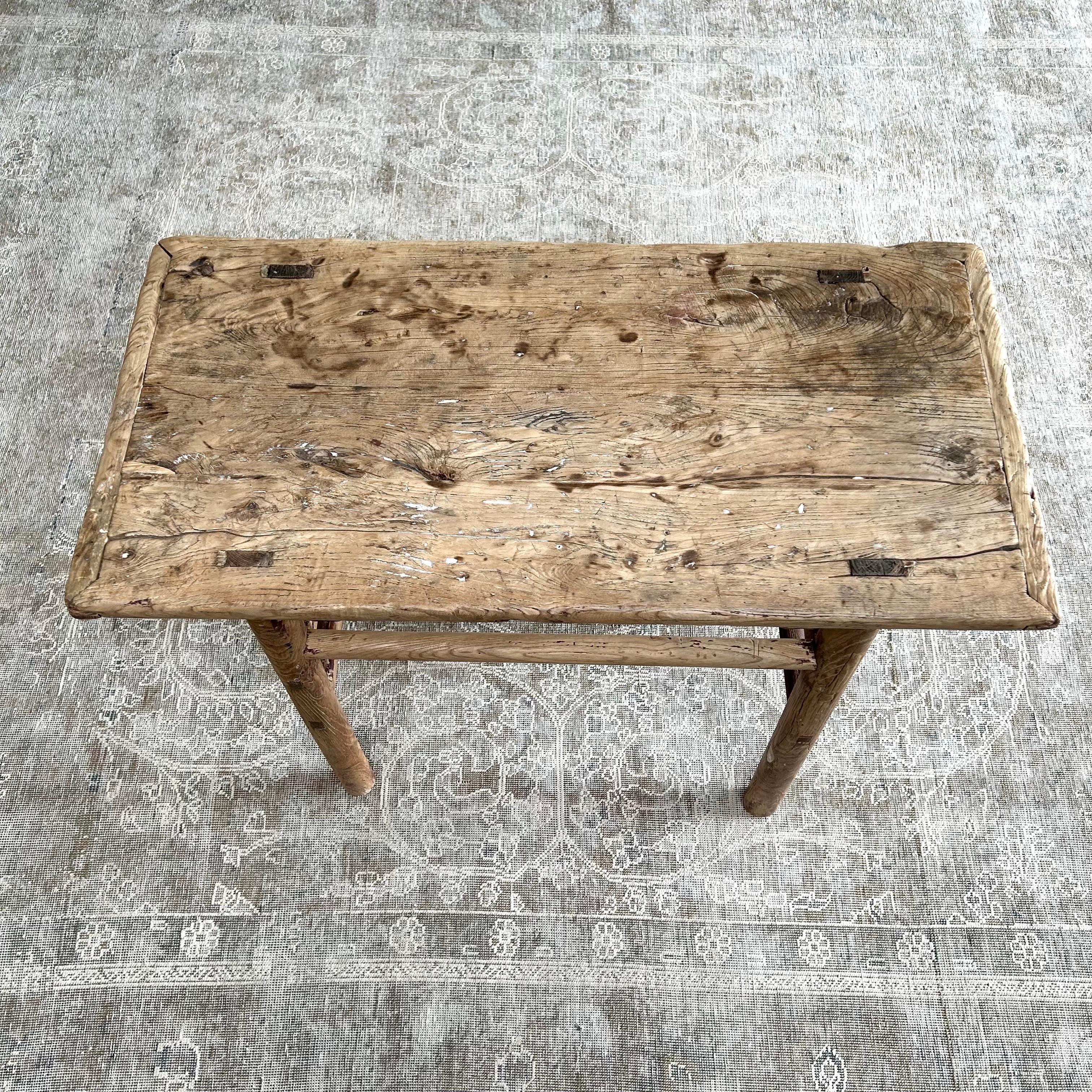 Vintage Elm Wood Console Table For Sale 9