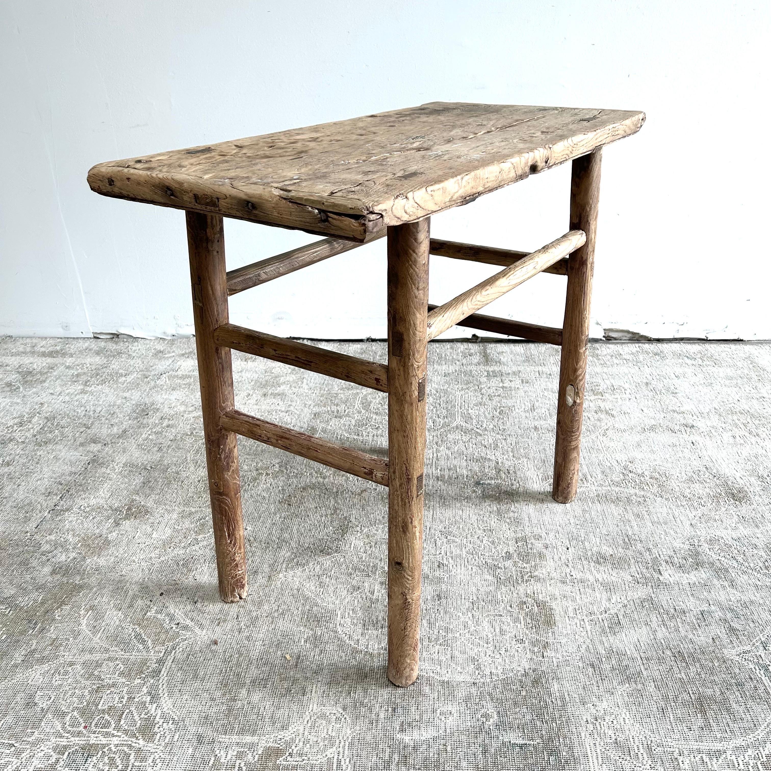 Elm console 38” W x 19” D x 33” H
Vintage antique elm wood console table Made from Vintage reclaimed elm wood. Beautiful antique patina, with weathering and age, these are solid and sturdy ready for daily use, use as an entry table, sofa table or