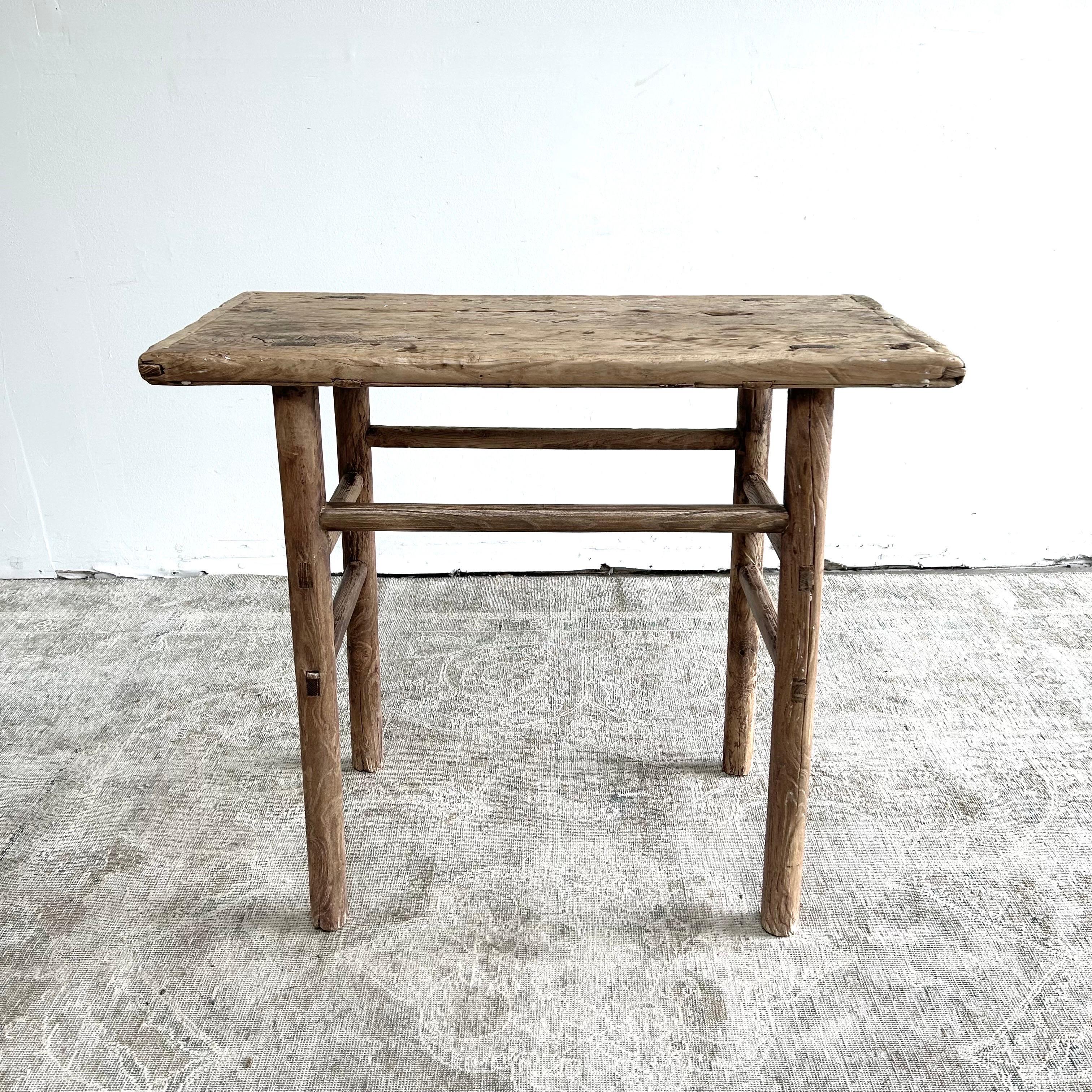 Vintage Elm Wood Console Table For Sale 1