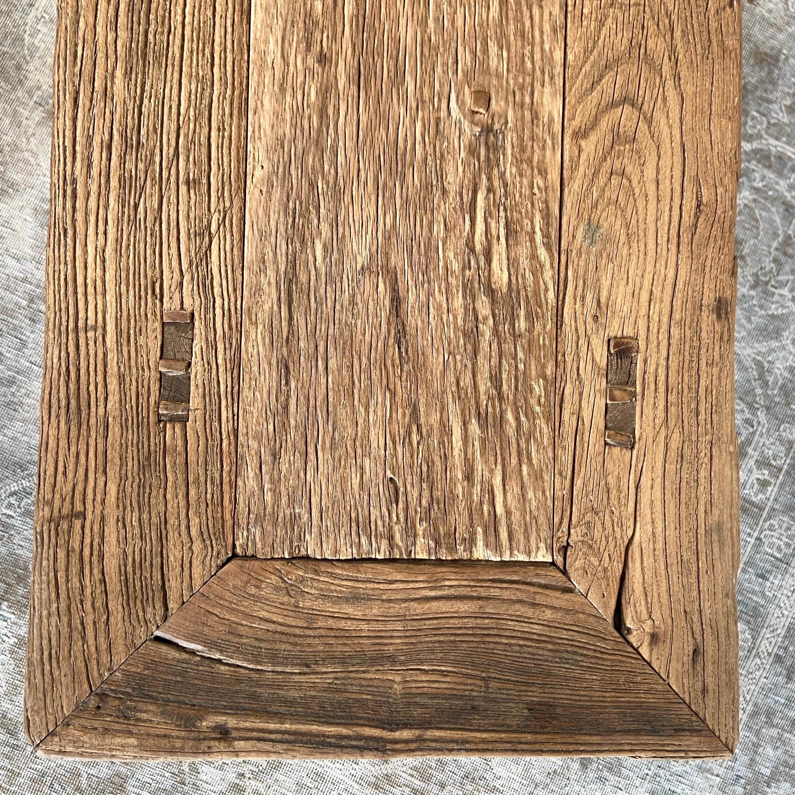 Vintage Elm Wood Console Table For Sale 8