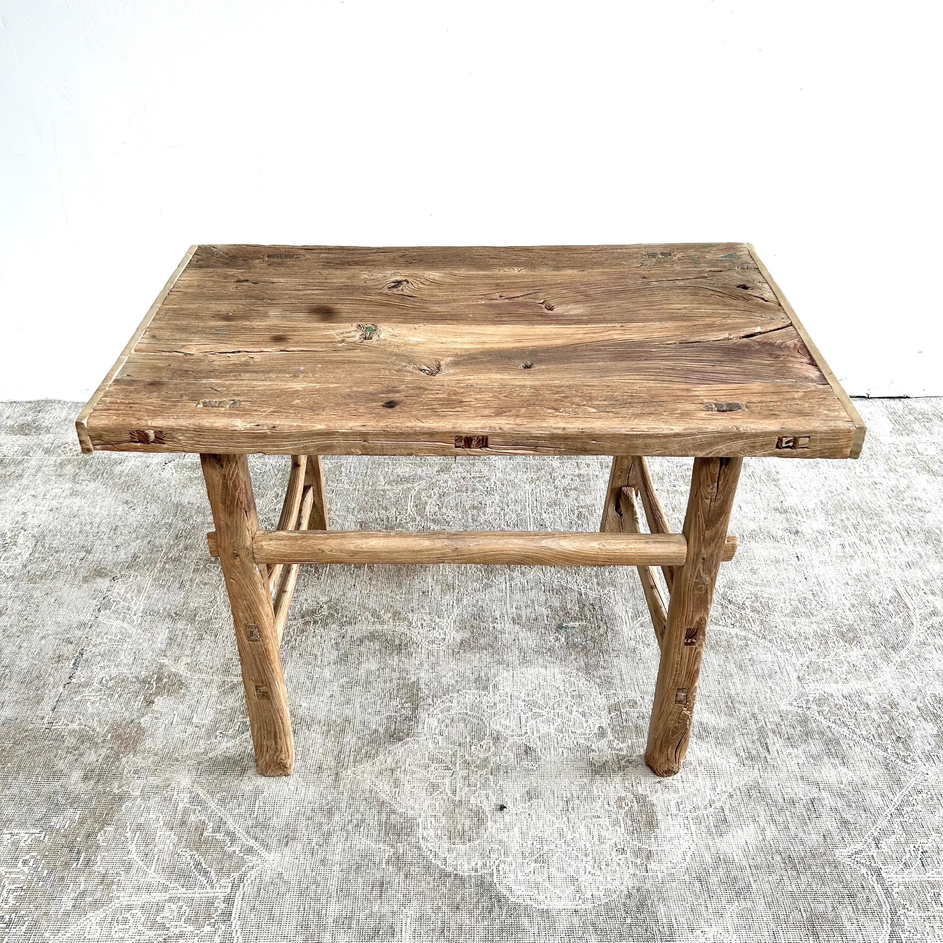 Elm console 41”w x 25”d x 30”h
Vintage antique elm wood console table Made from Vintage reclaimed elm wood. Beautiful antique patina, with weathering and age, these are solid and sturdy ready for daily use, use as an entry table, sofa table or