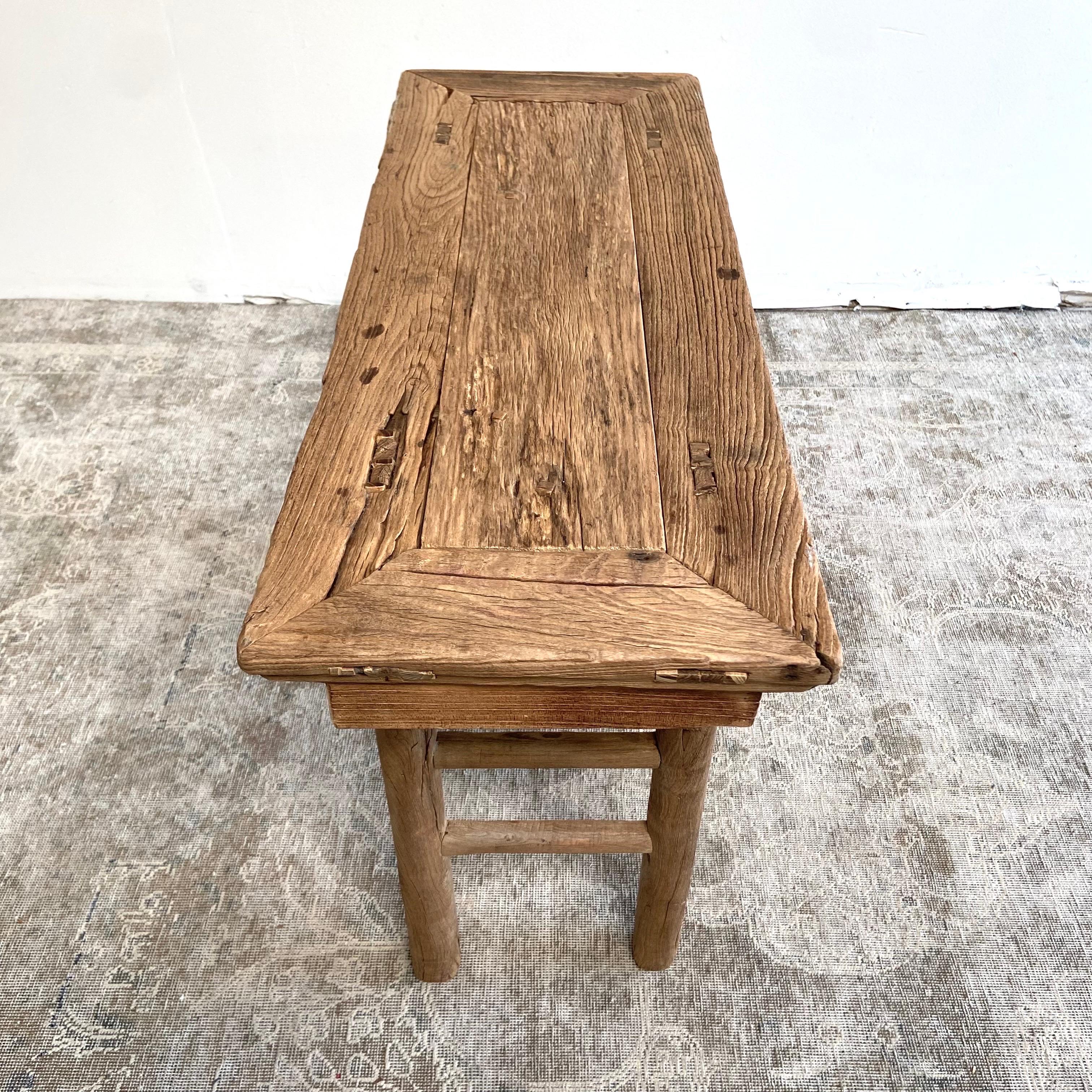 Vintage Elm Wood Console Table 1