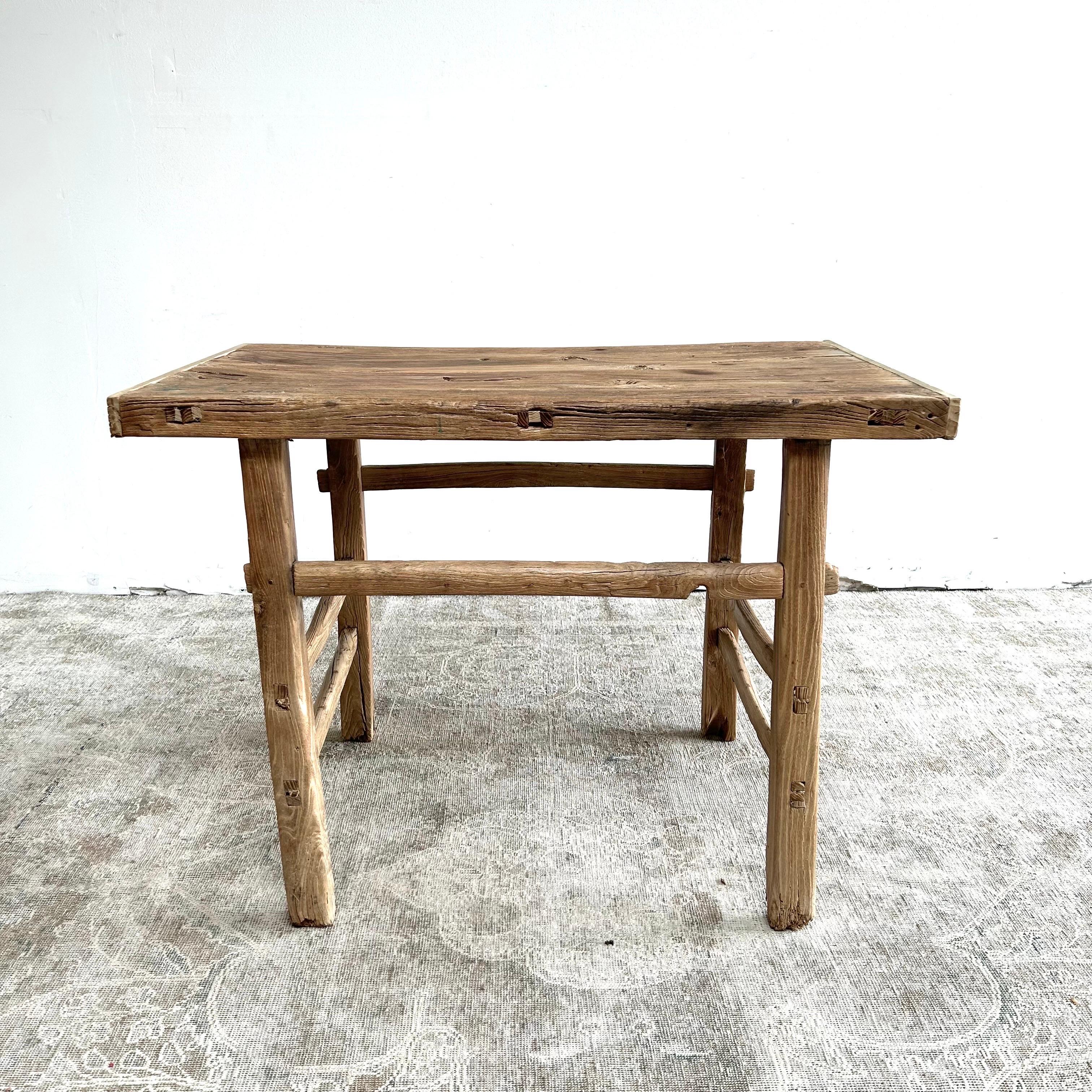 20th Century Vintage Elm Wood Console Table For Sale