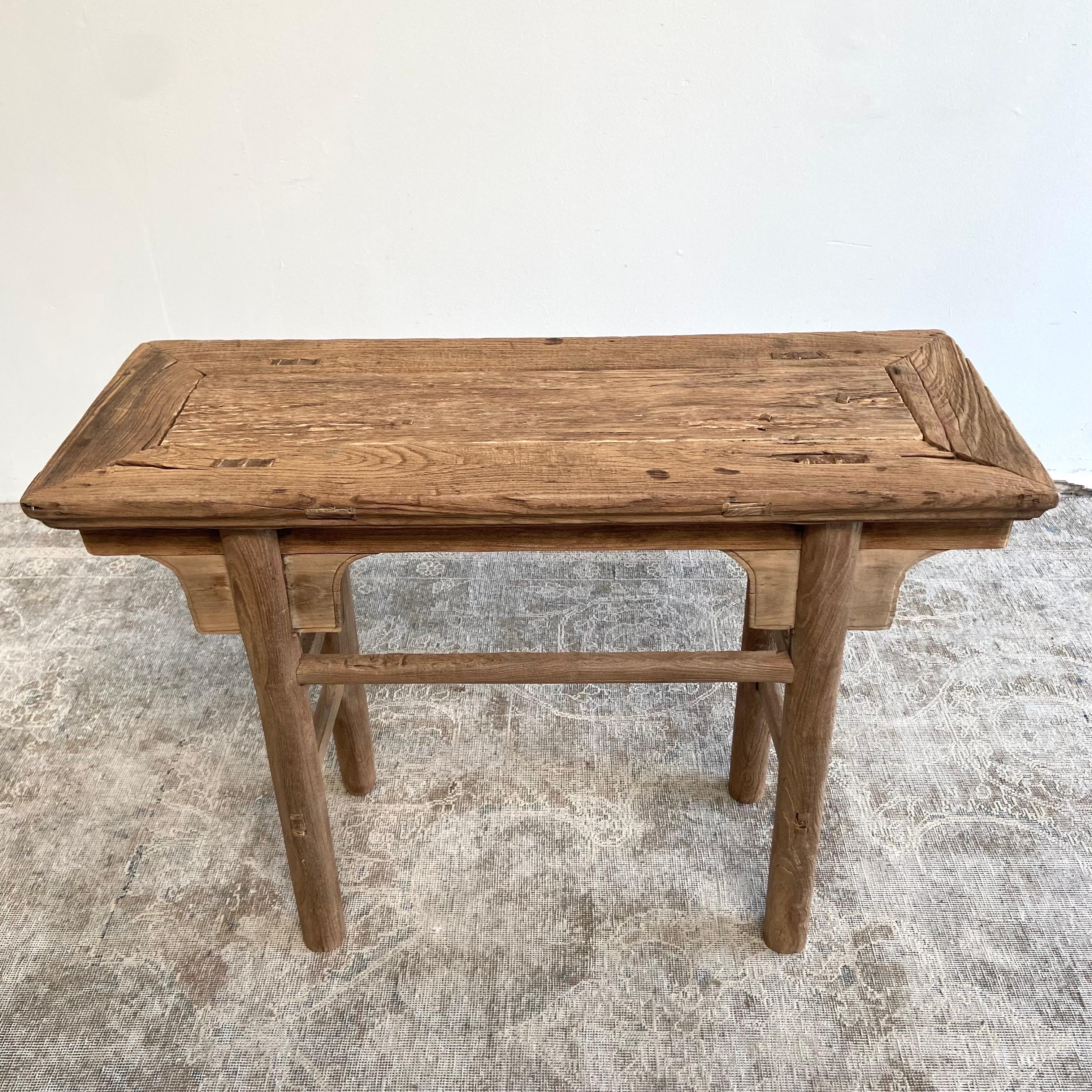 Vintage Elm Wood Console Table For Sale 3