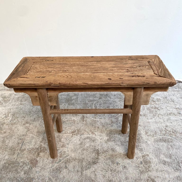 Vintage Elm Wood Console Table For Sale at 1stDibs