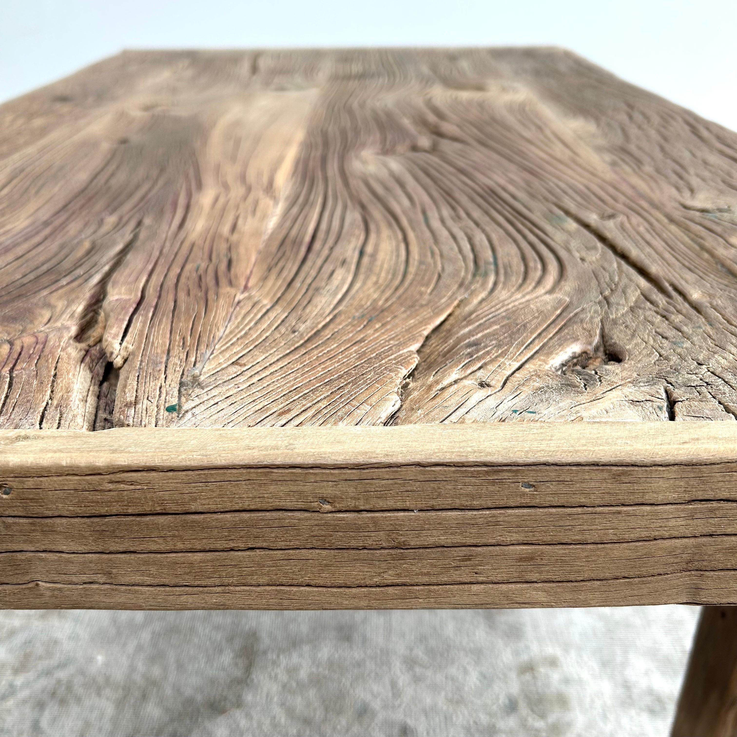 Vintage Elm Wood Console Table For Sale 3