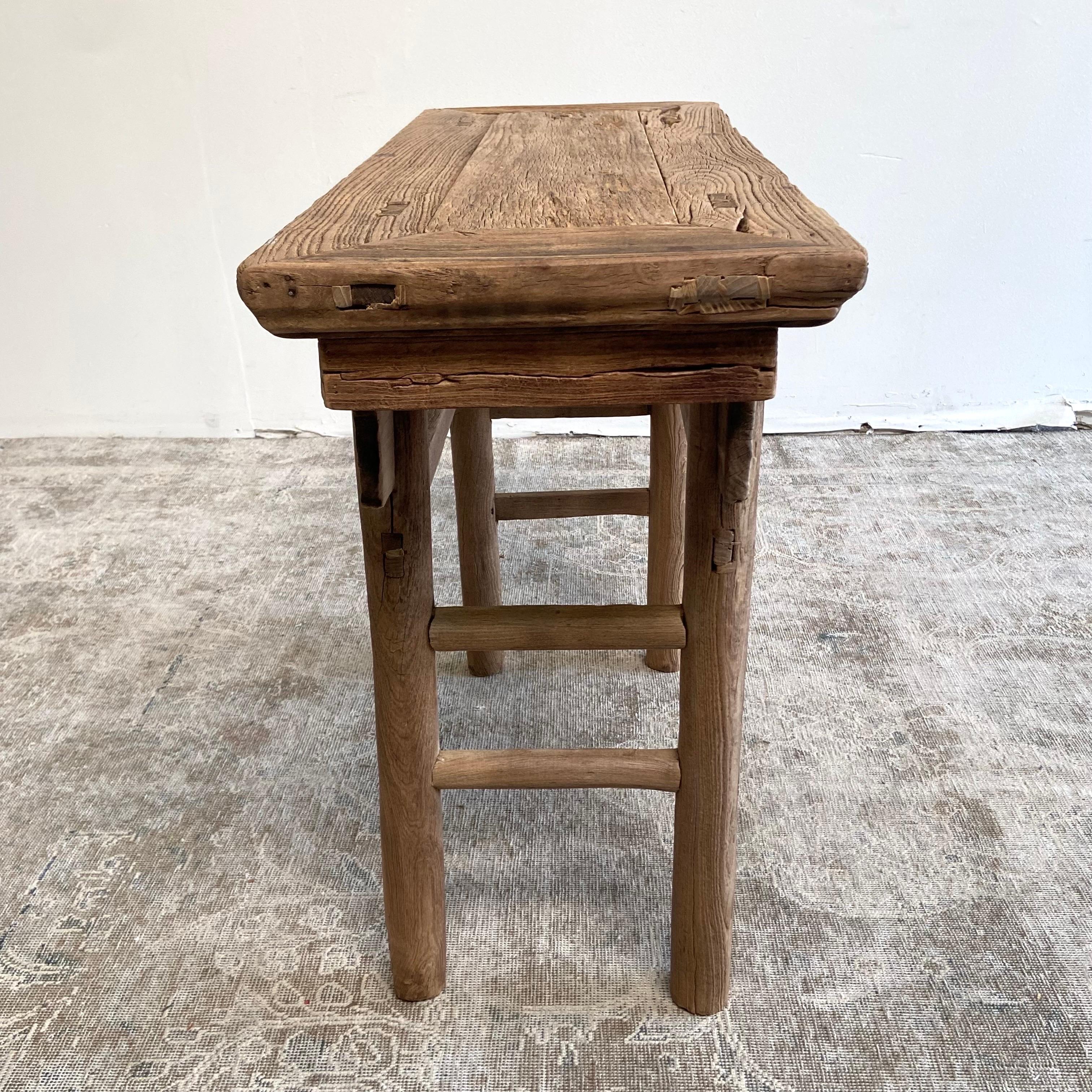 Vintage Elm Wood Console Table For Sale 5