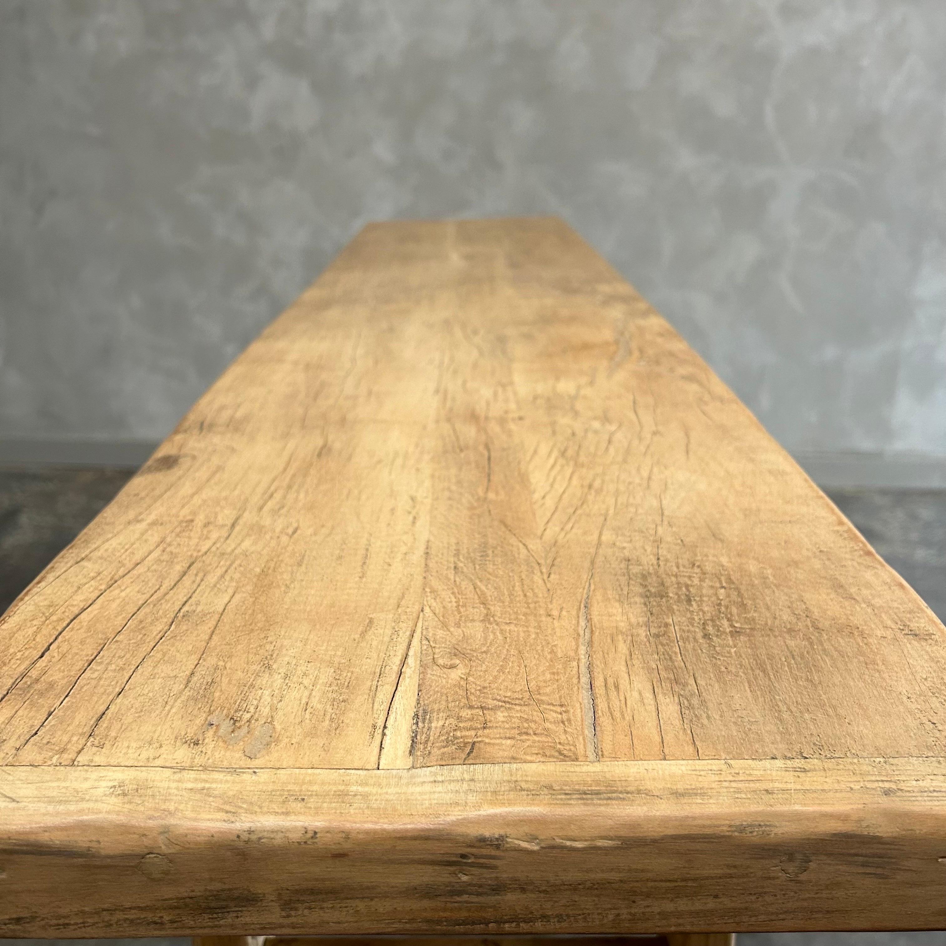 Vintage Elm Wood Console Table 5