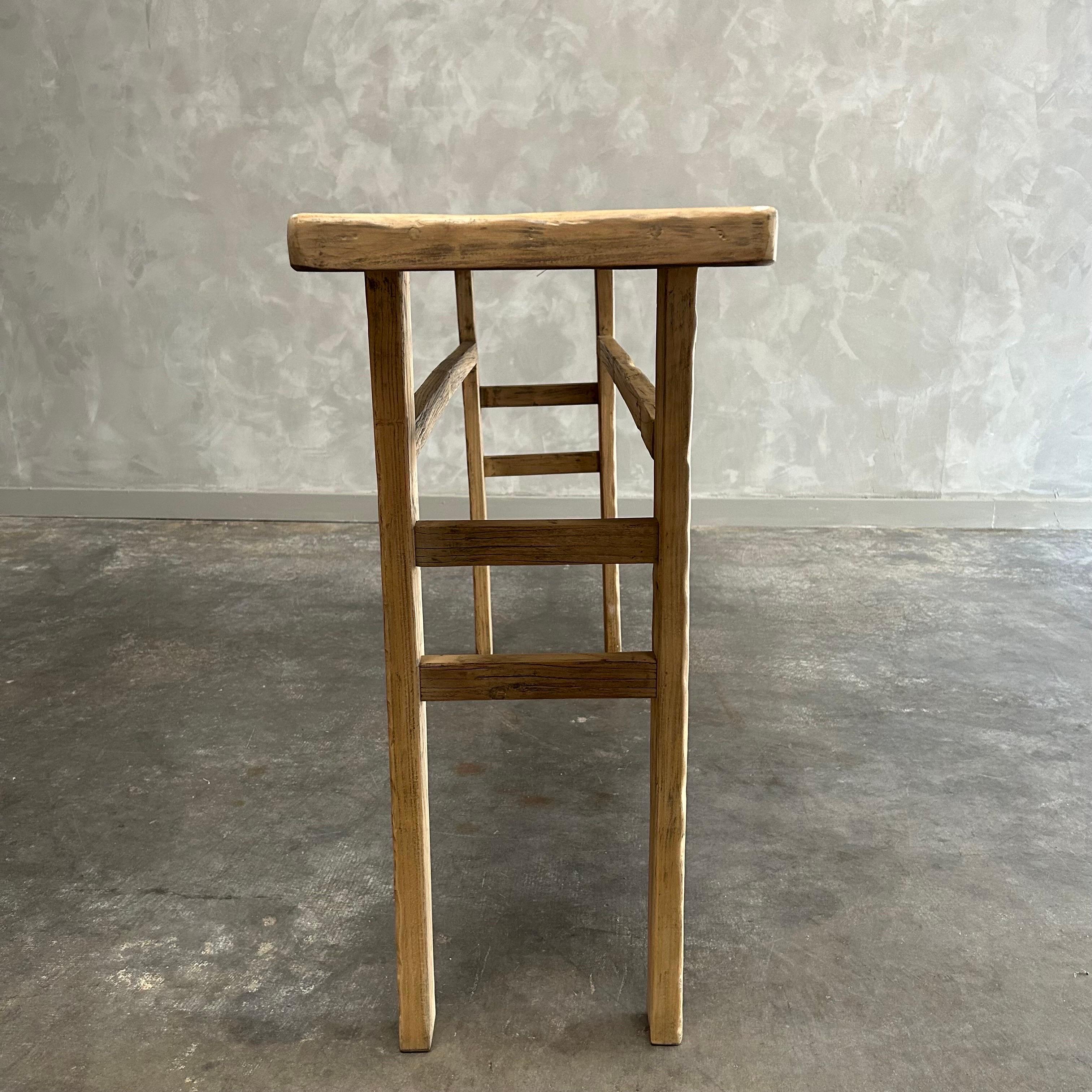 Vintage Elm Wood Console Table 3