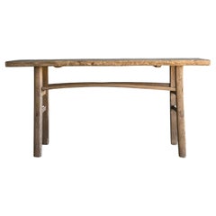 Vintage Elm Wood Console Table 64.5" Long