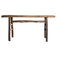Vintage Elm Wood Console Table 66"