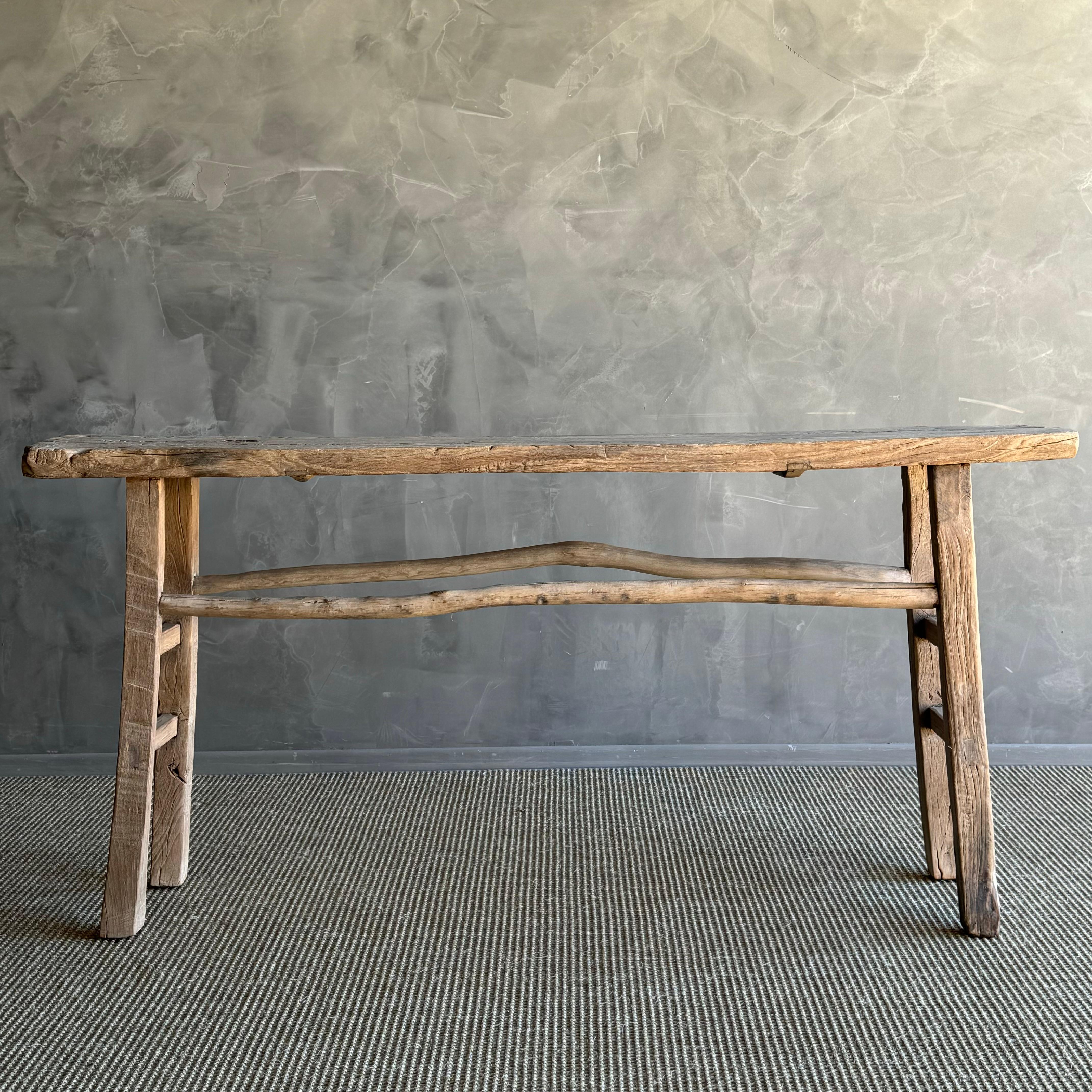 Organic Modern Vintage Elm Wood Console Table 67