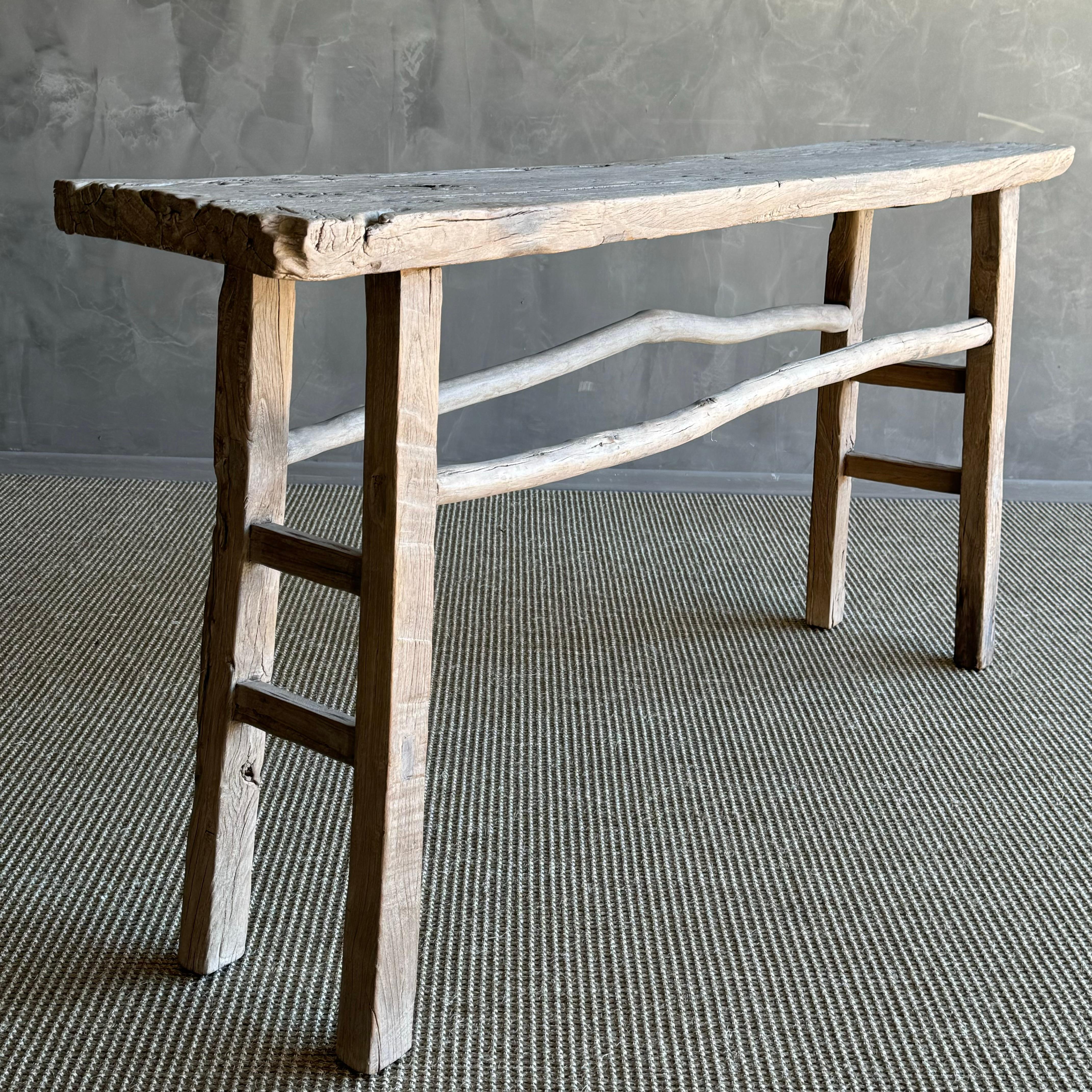 20th Century Vintage Elm Wood Console Table 67
