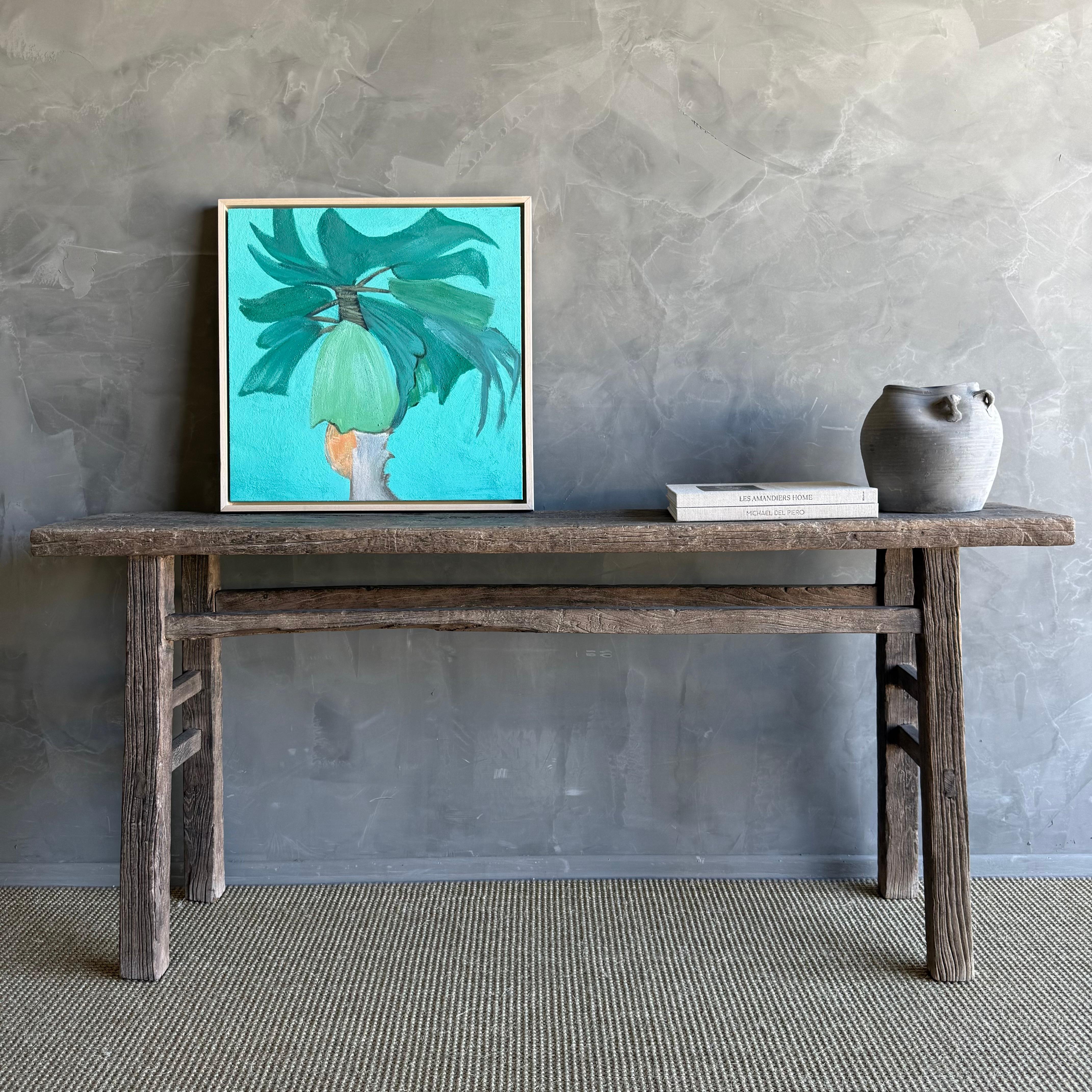 Table console vintage en bois d'orme 72
