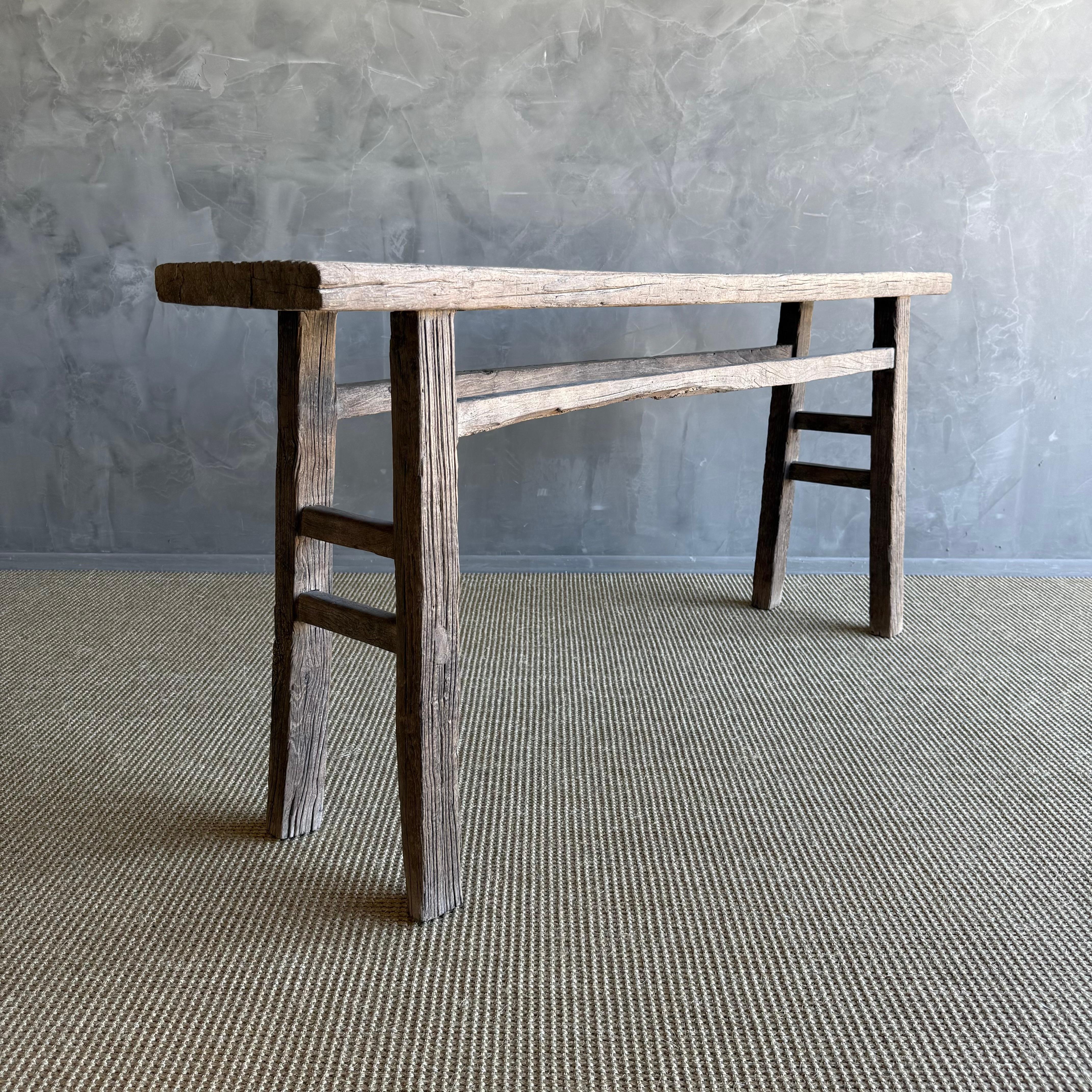 Table console vintage en bois d'orme 72