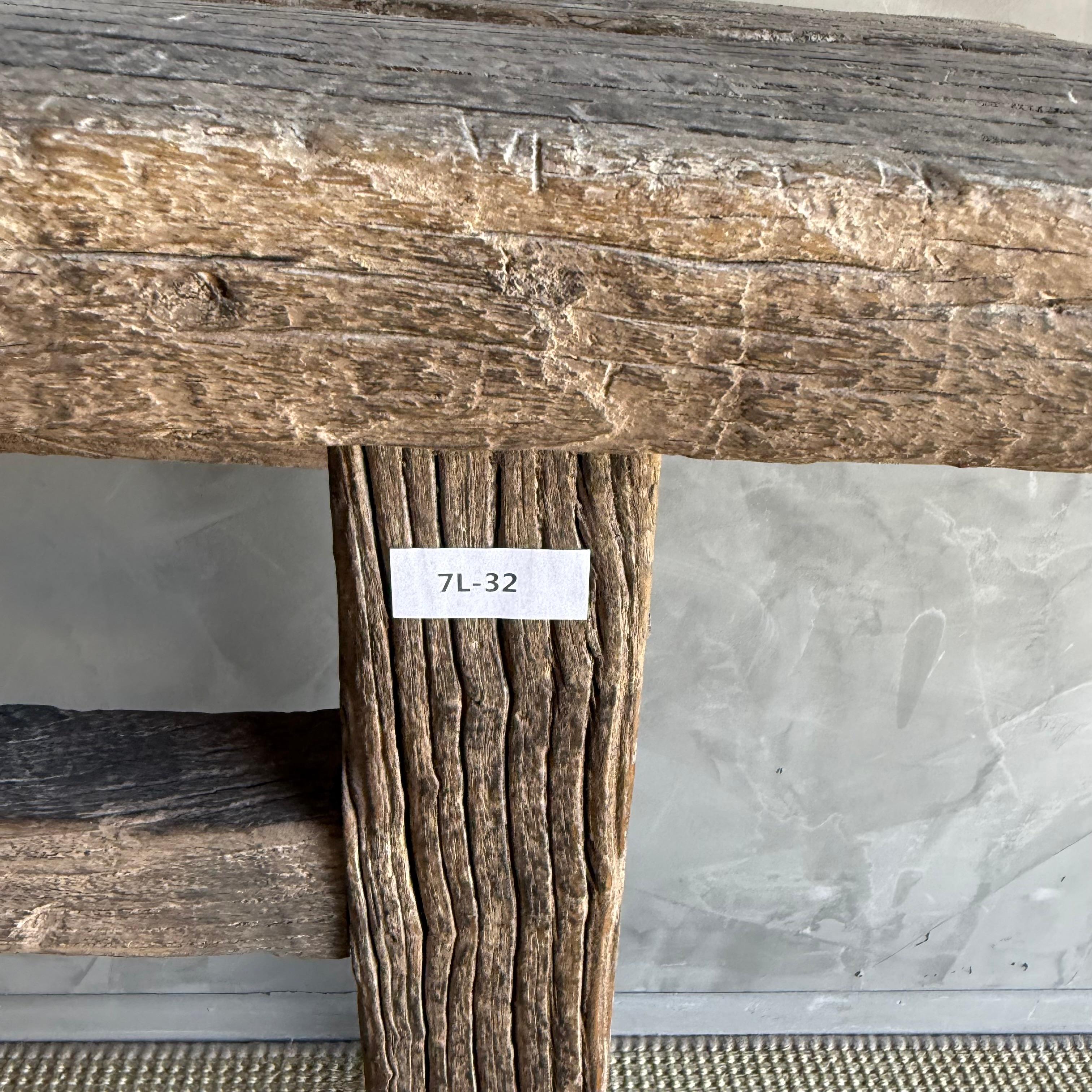 Table console vintage en bois d'orme 72