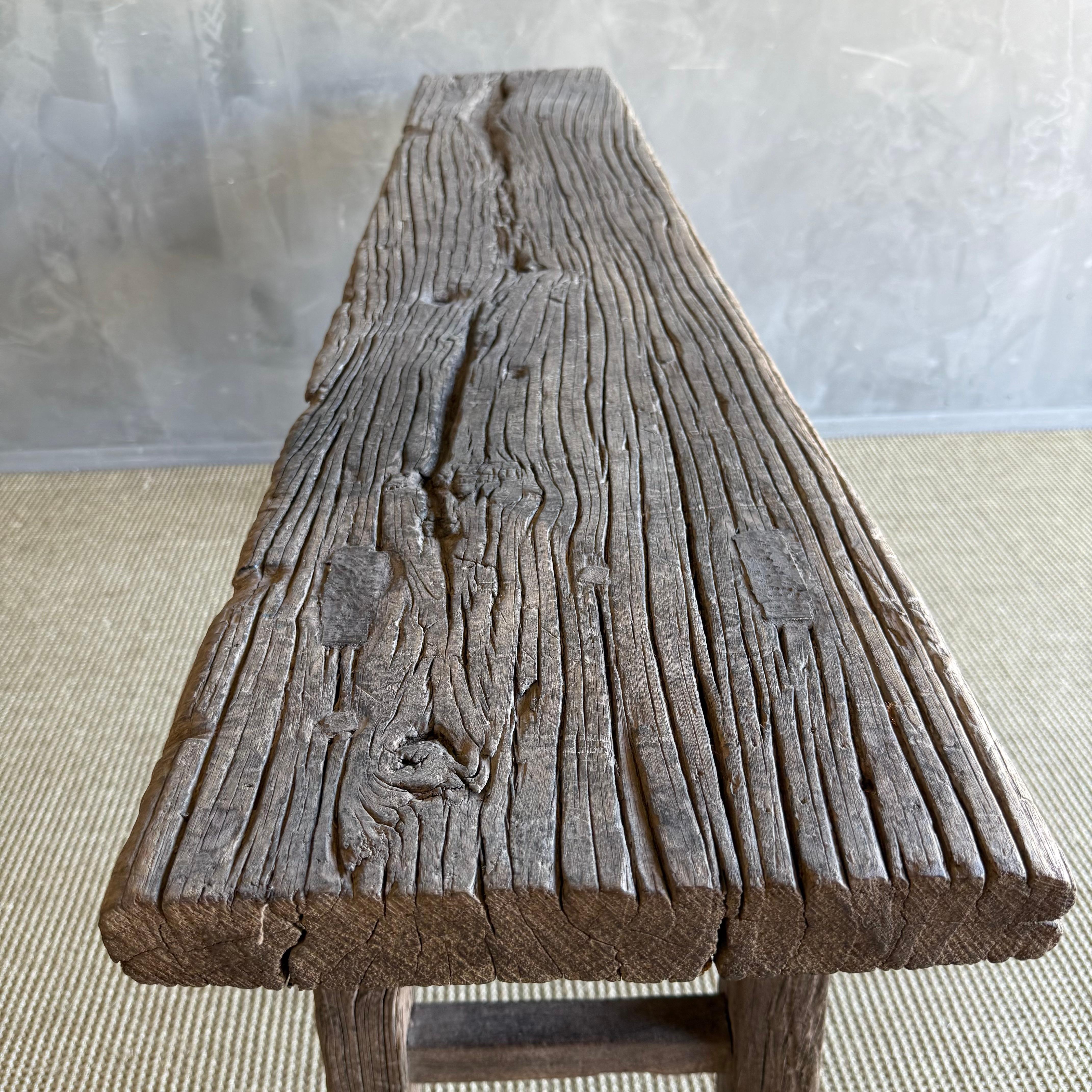 Table console vintage en bois d'orme 72