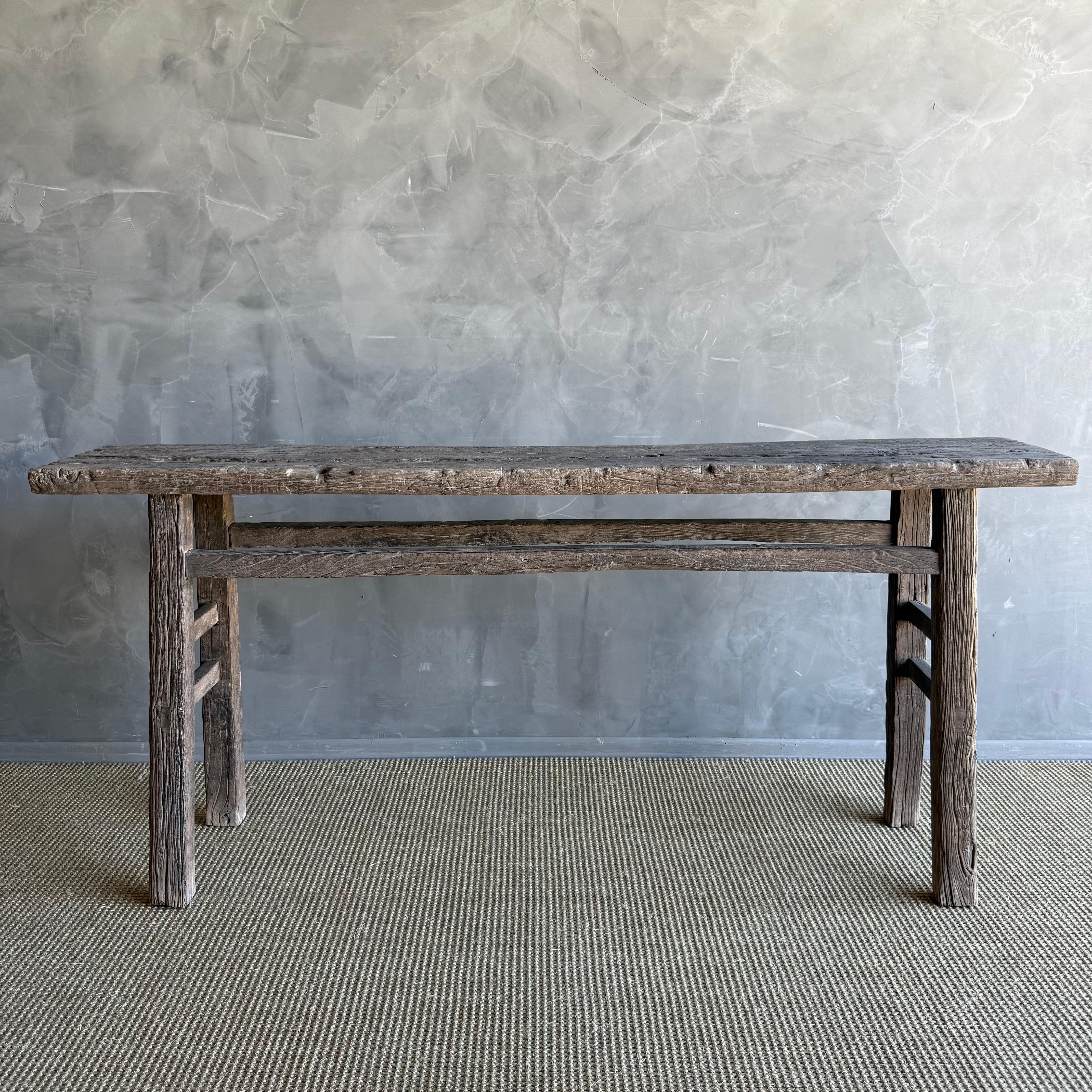 Table console vintage en bois d'orme 72