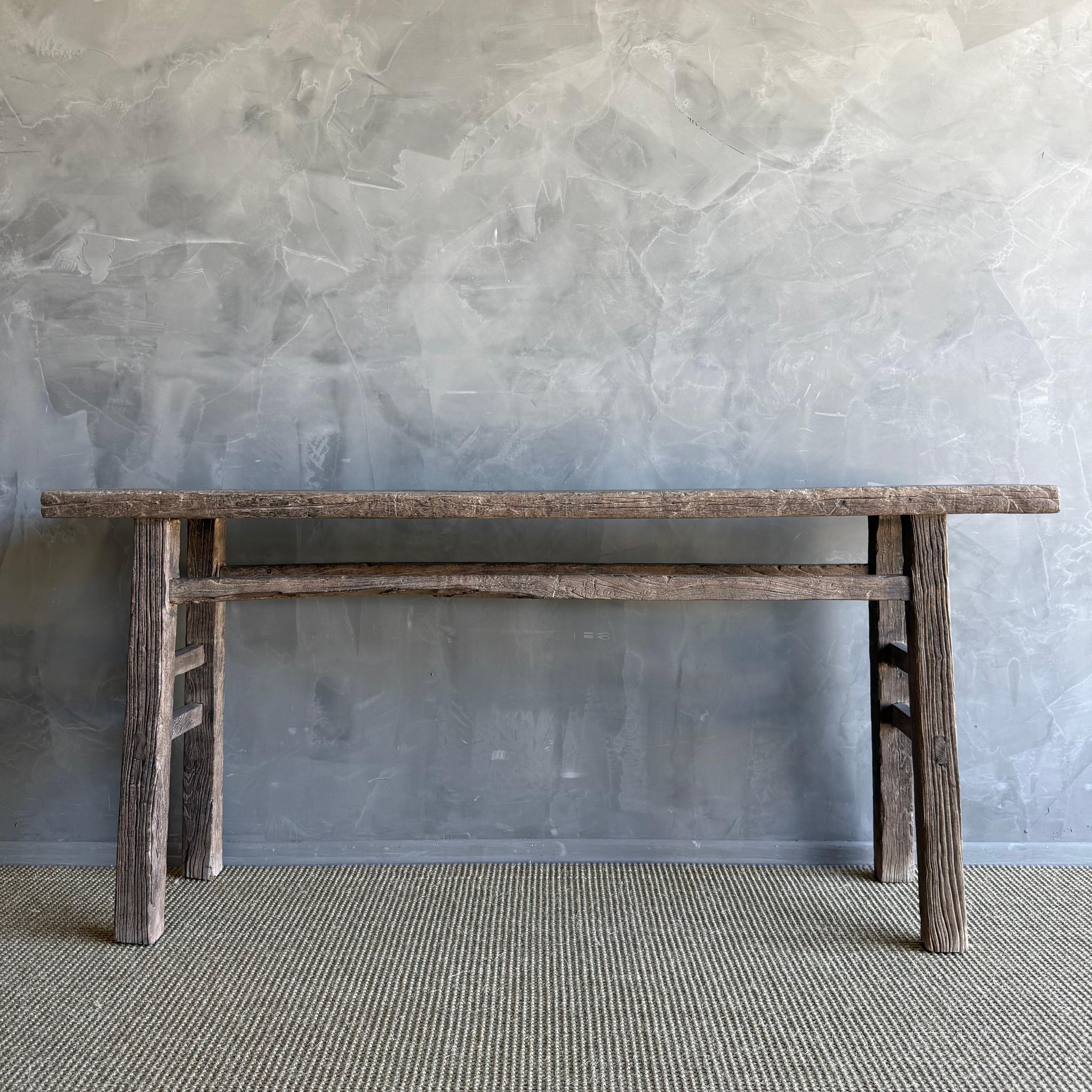 Organique Table console vintage en bois d'orme 72
