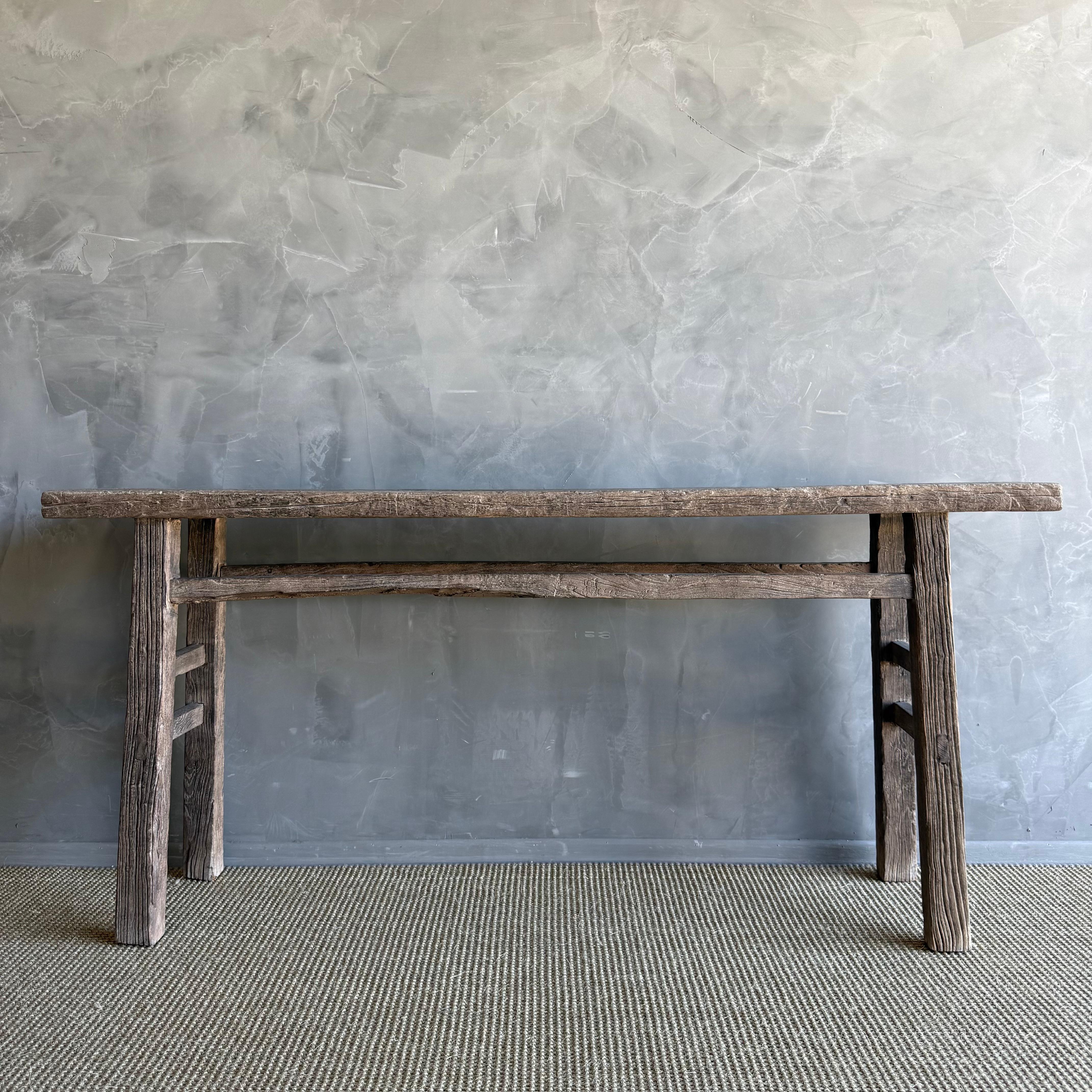 Table console vintage en bois d'orme 72