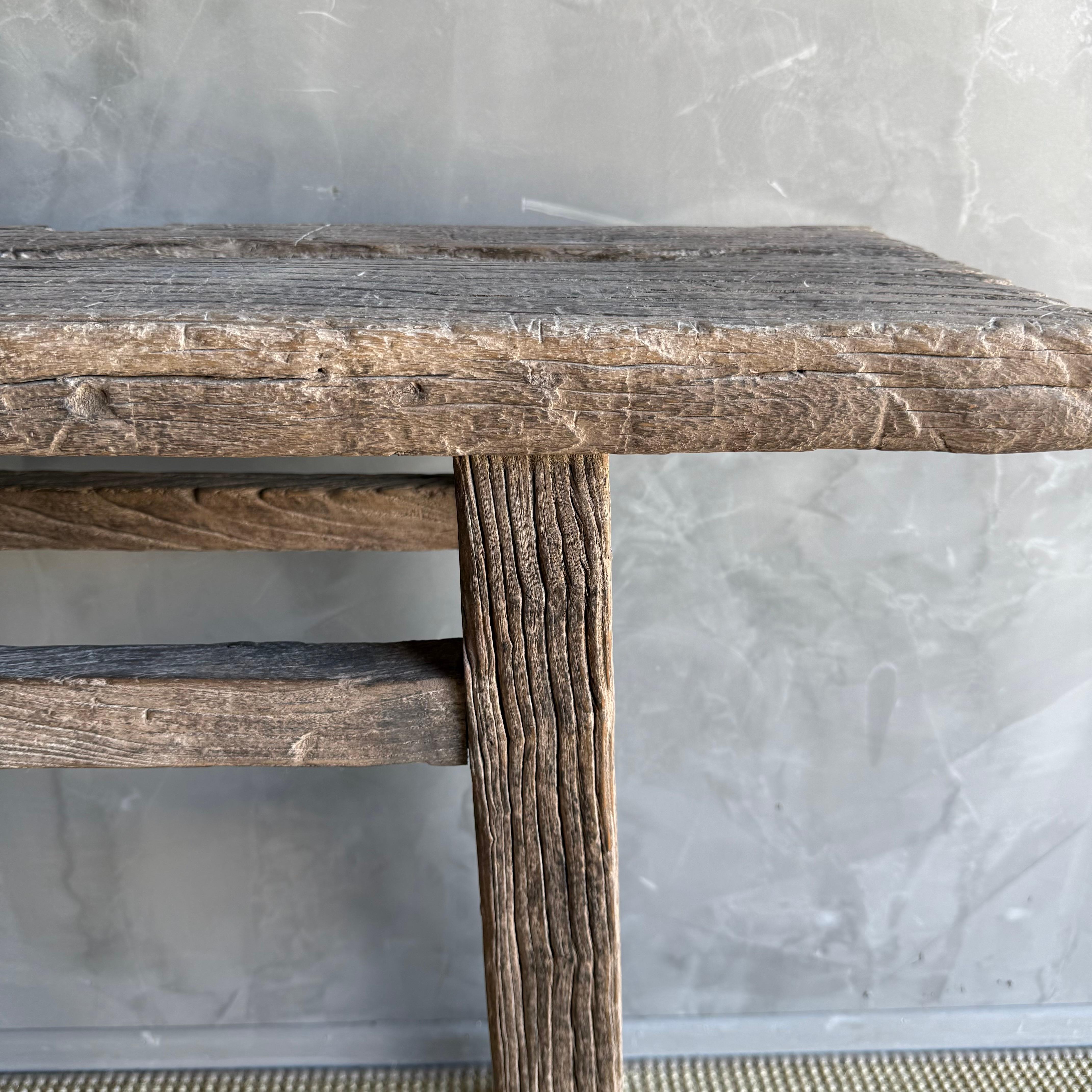 20ième siècle Table console vintage en bois d'orme 72