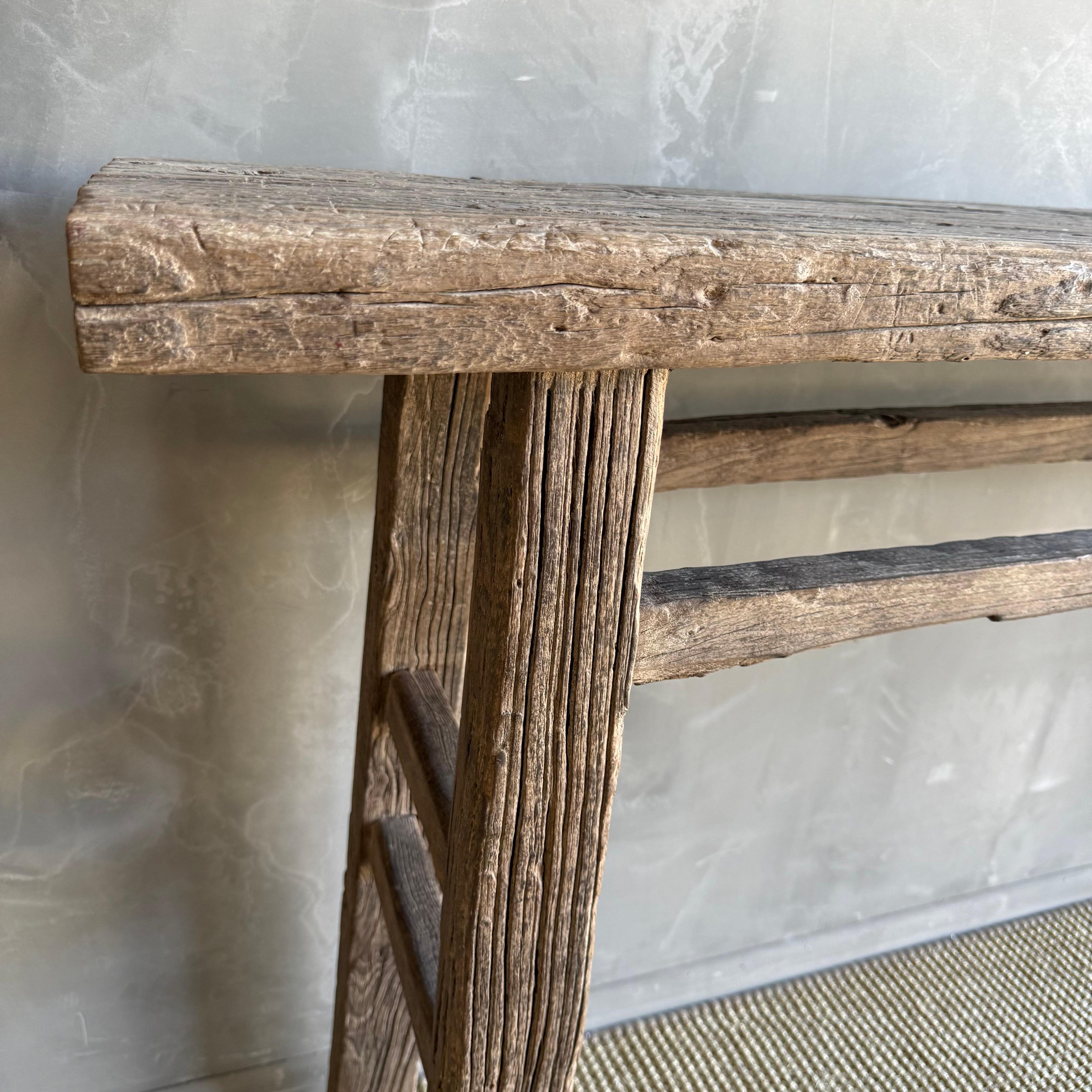 Table console vintage en bois d'orme 72