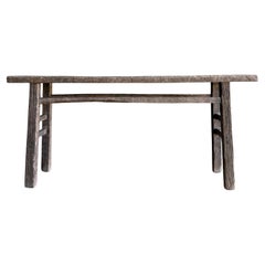Vintage Elm Wood Console Table 72"