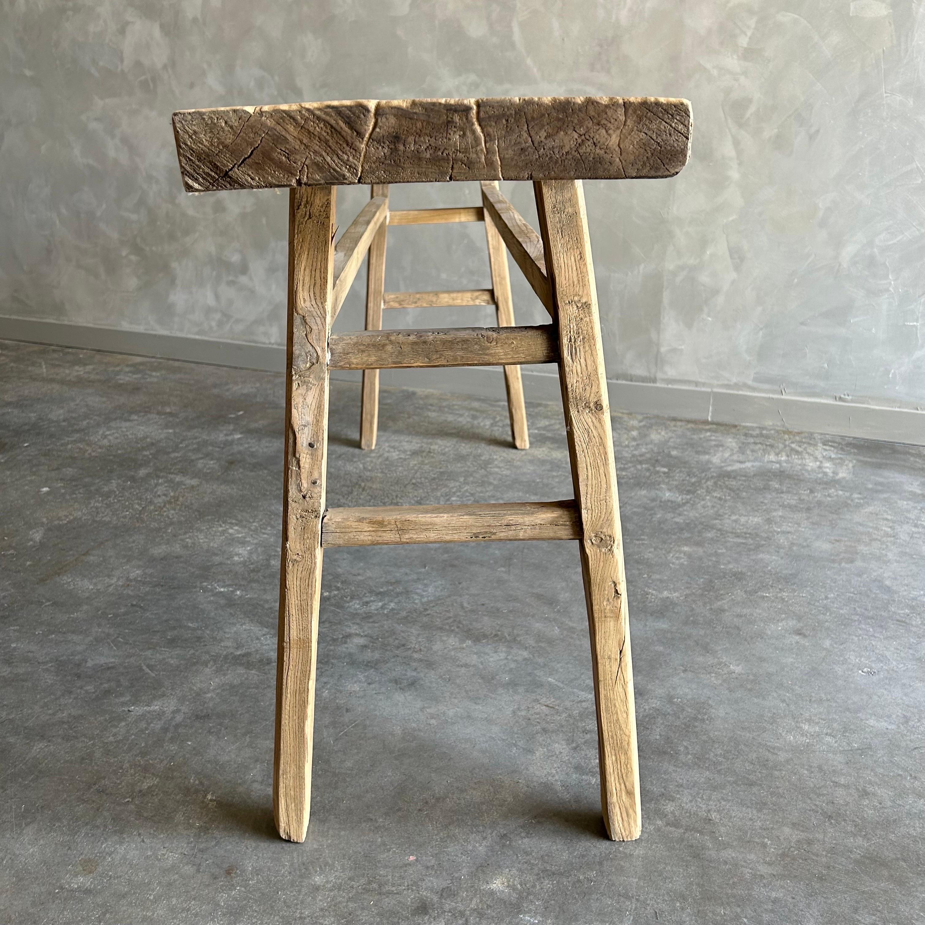 Vintage Elm Wood Console Table 6