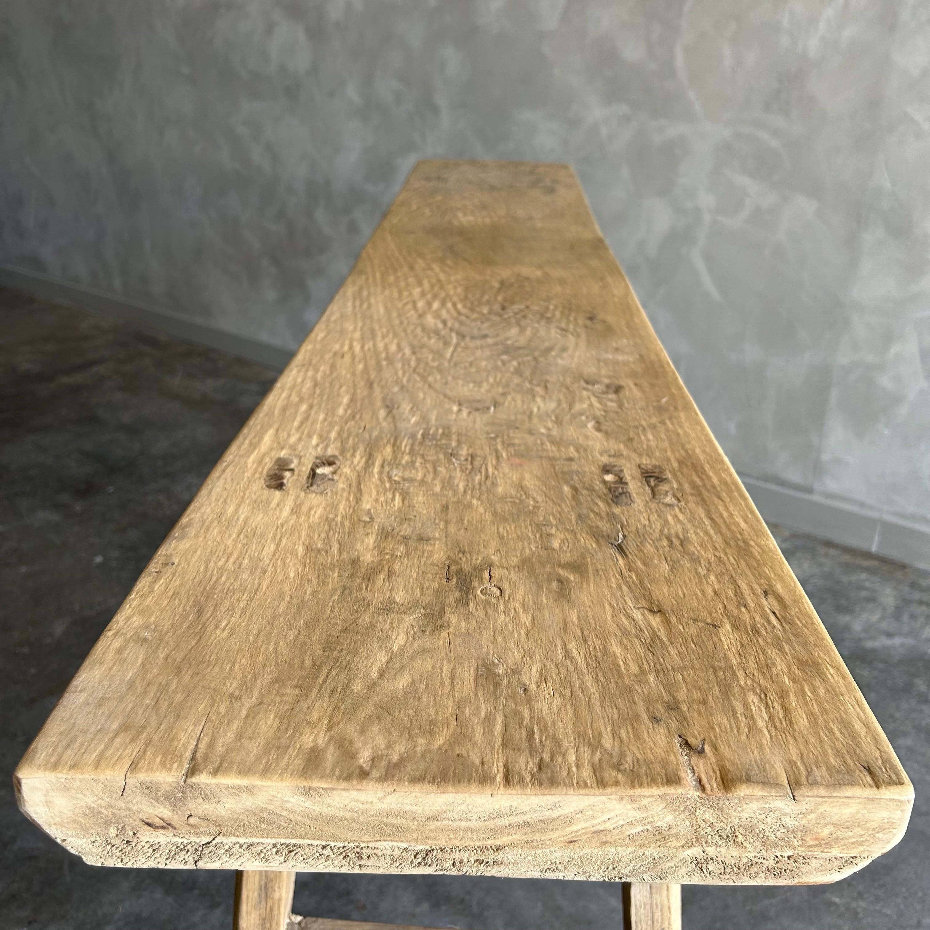 Vintage Elm Wood Console Table 7