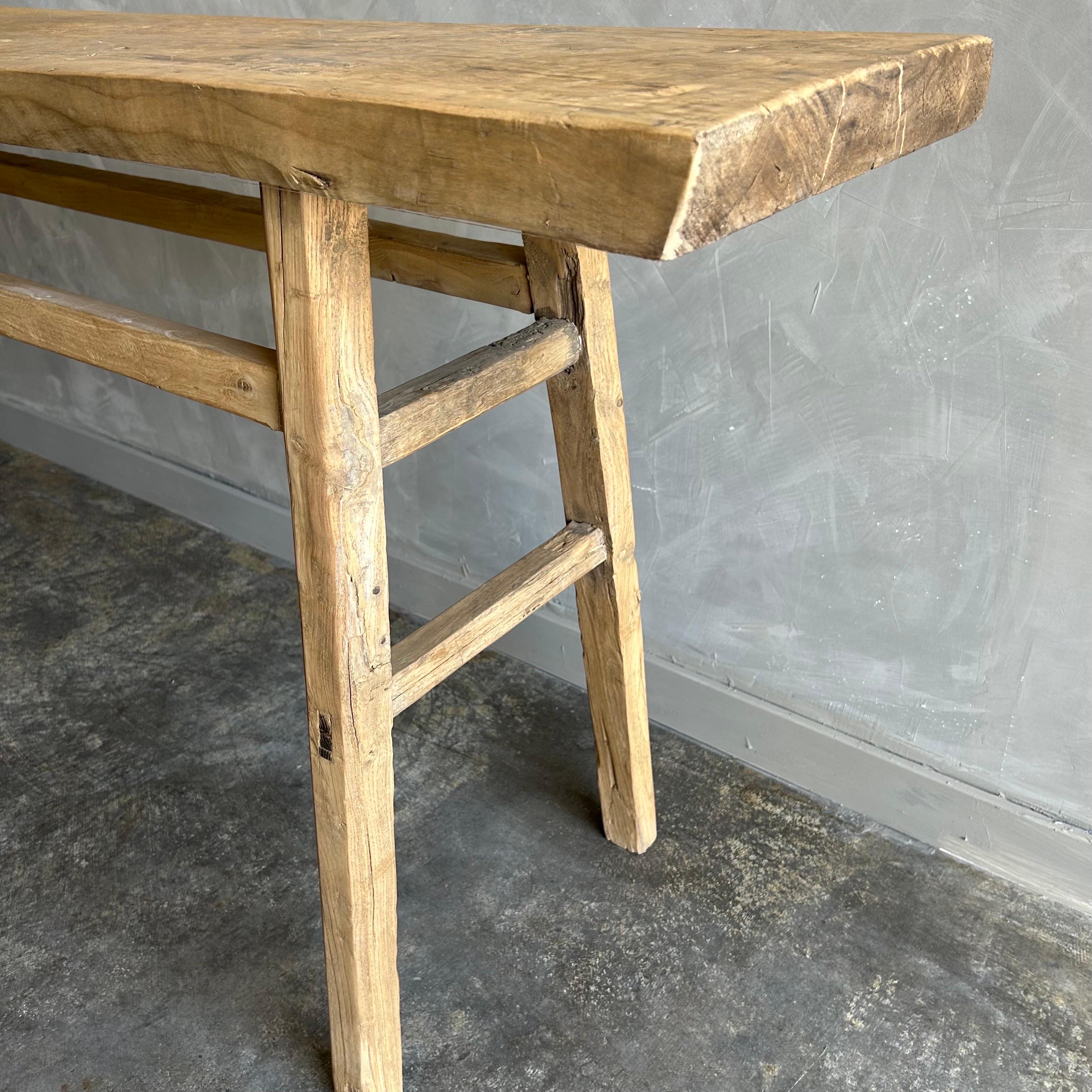 Vintage Elm Wood Console Table 8