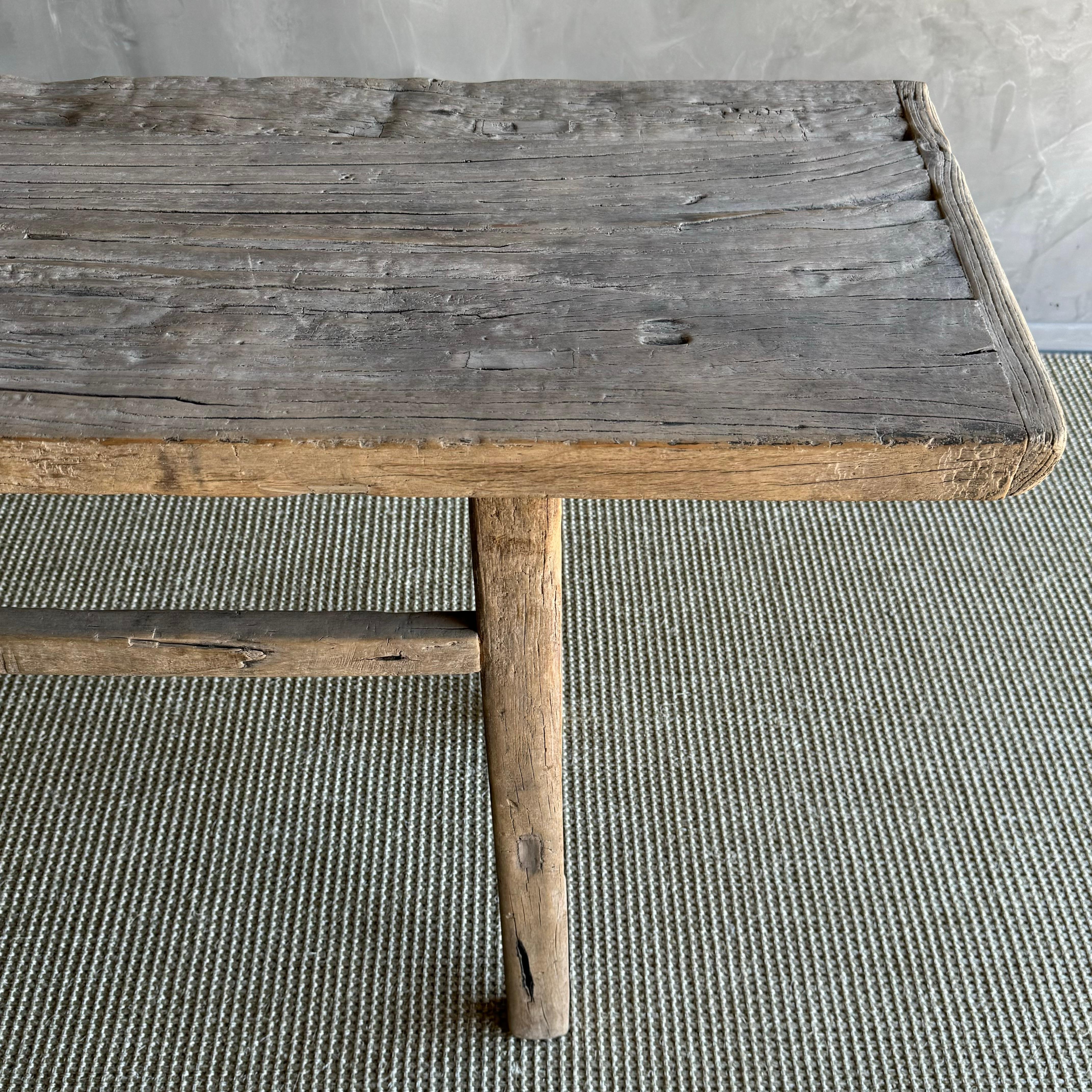 XX secolo Tavolo consolle in legno di olmo vintage da 77 pollici in vendita