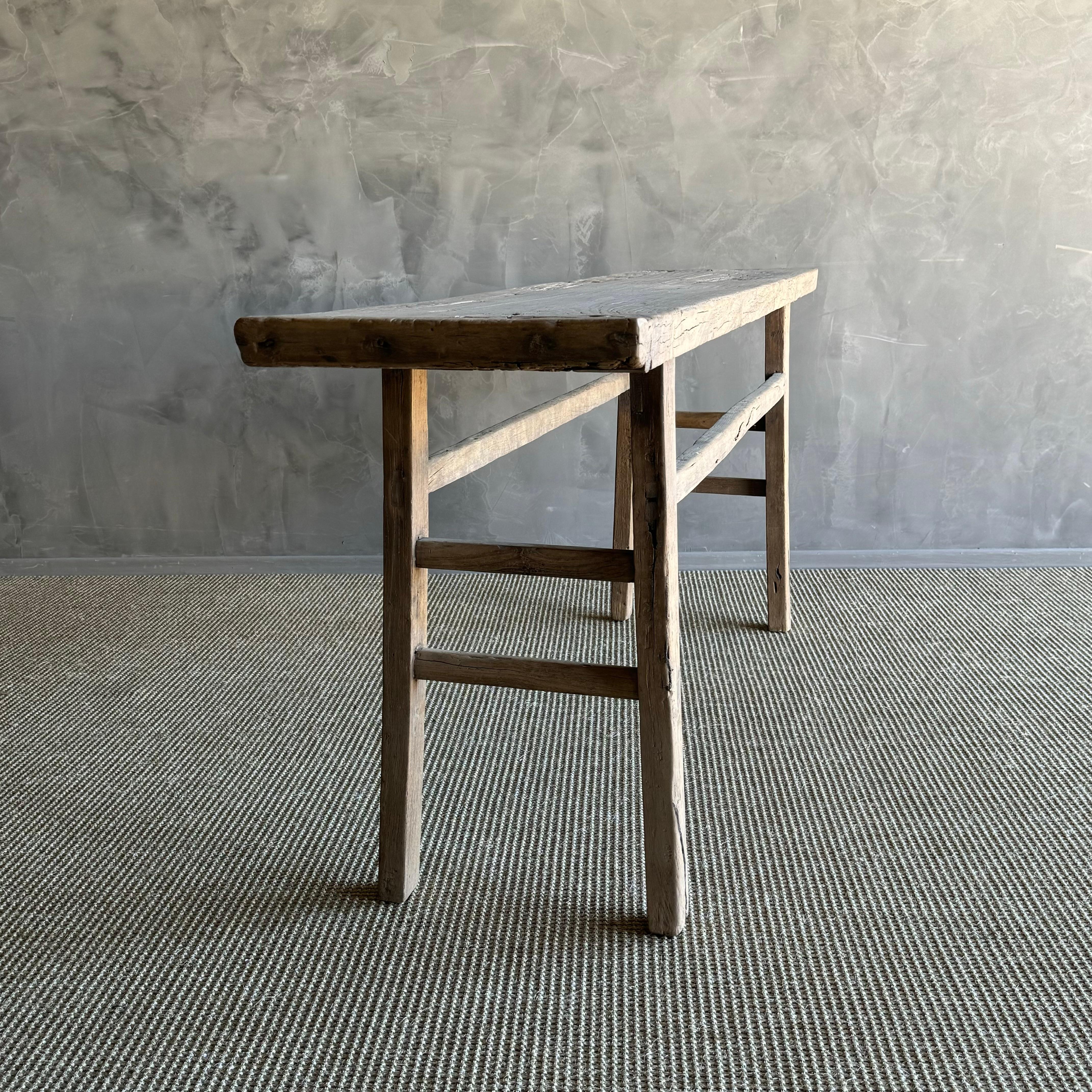 Olmo Tavolo consolle in legno di olmo vintage da 77 pollici in vendita