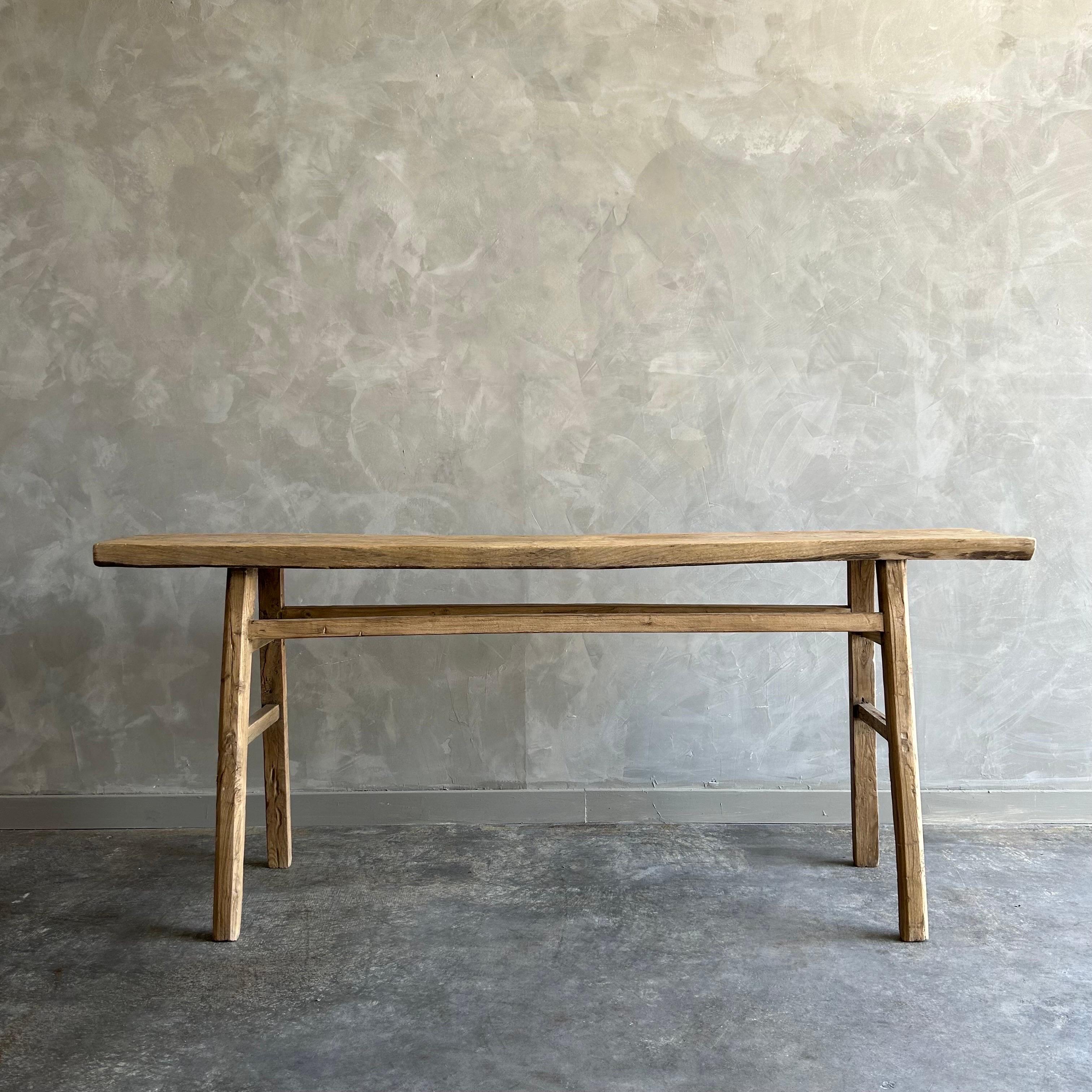 Vintage Elm Wood Console Table 2