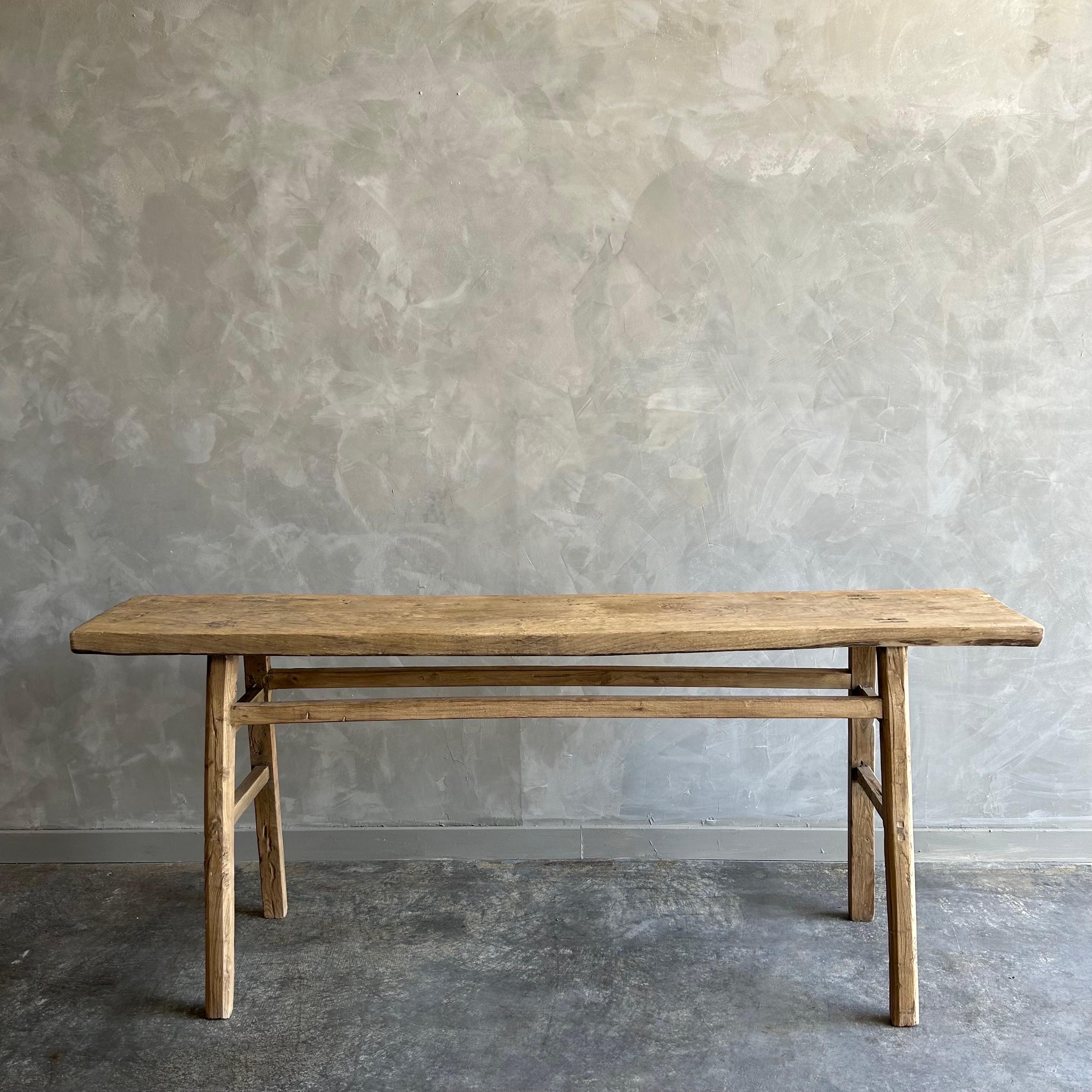 Vintage Elm Wood Console Table 3