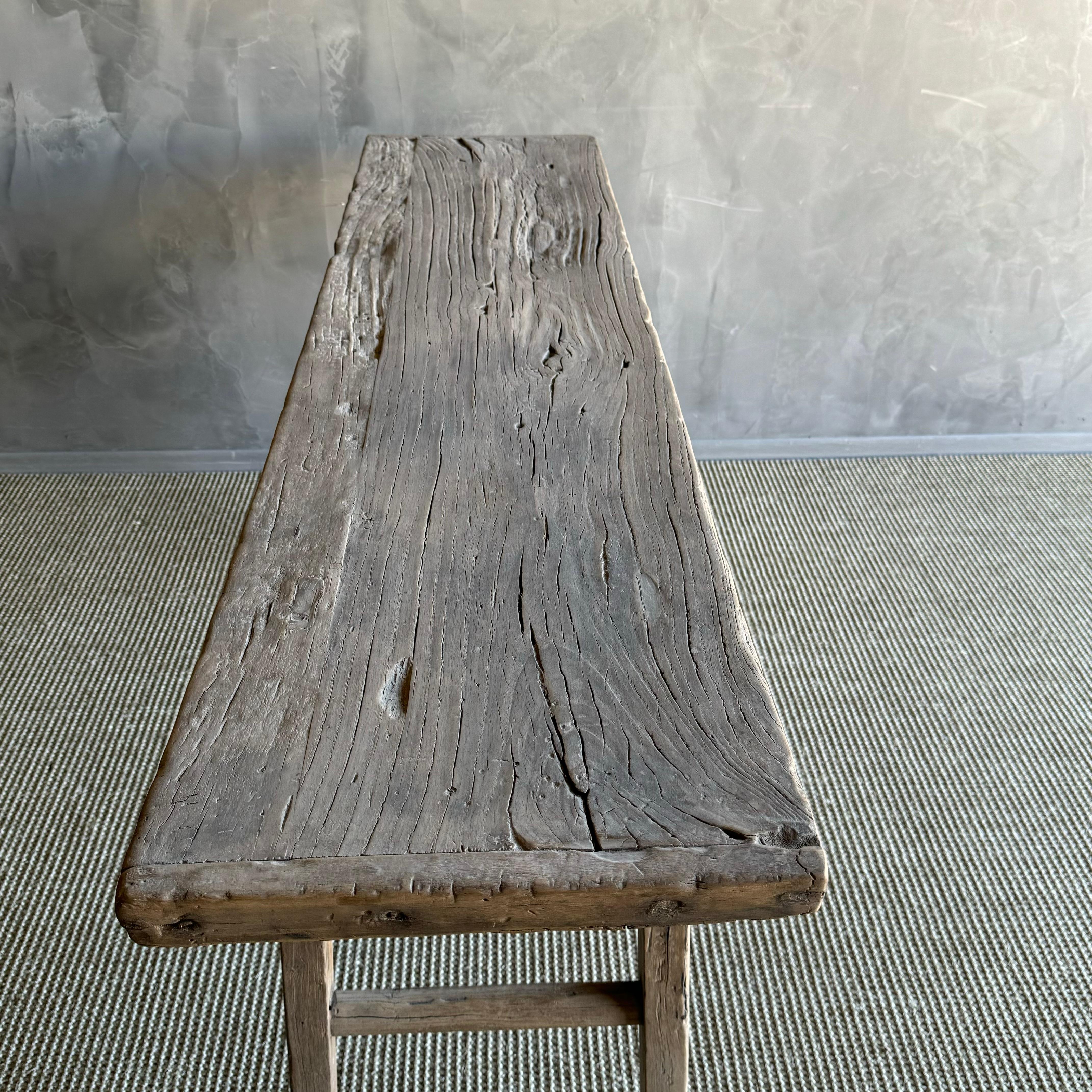 Tavolo consolle in legno di olmo vintage da 77 pollici in vendita 2