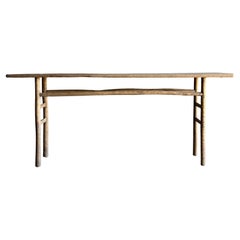 Vintage Elm Wood Console Table 77"