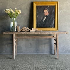 Vintage Elm Wood Console Table 77.5"