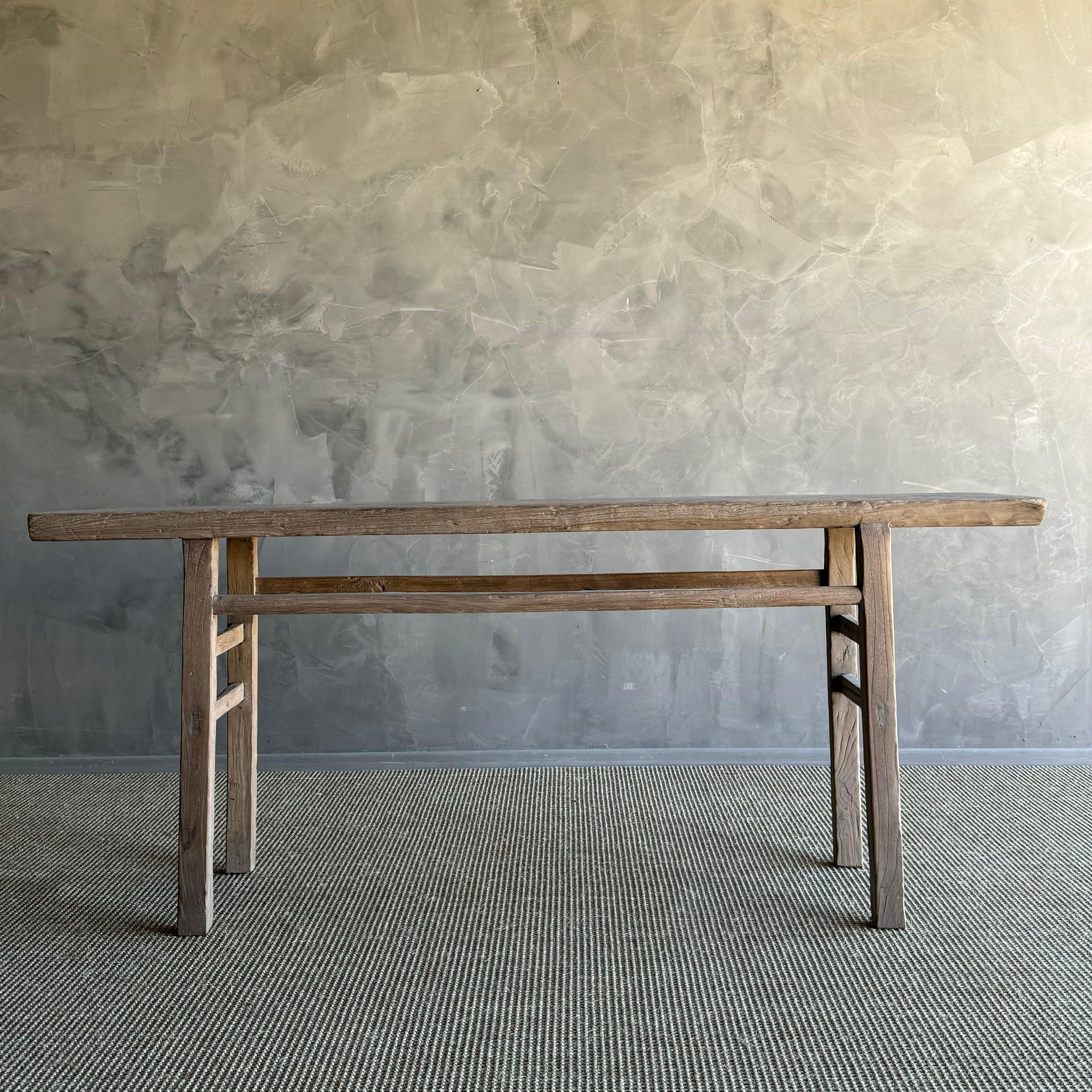 Organico moderno Tavolo consolle in legno di olmo vintage da 77,5 pollici