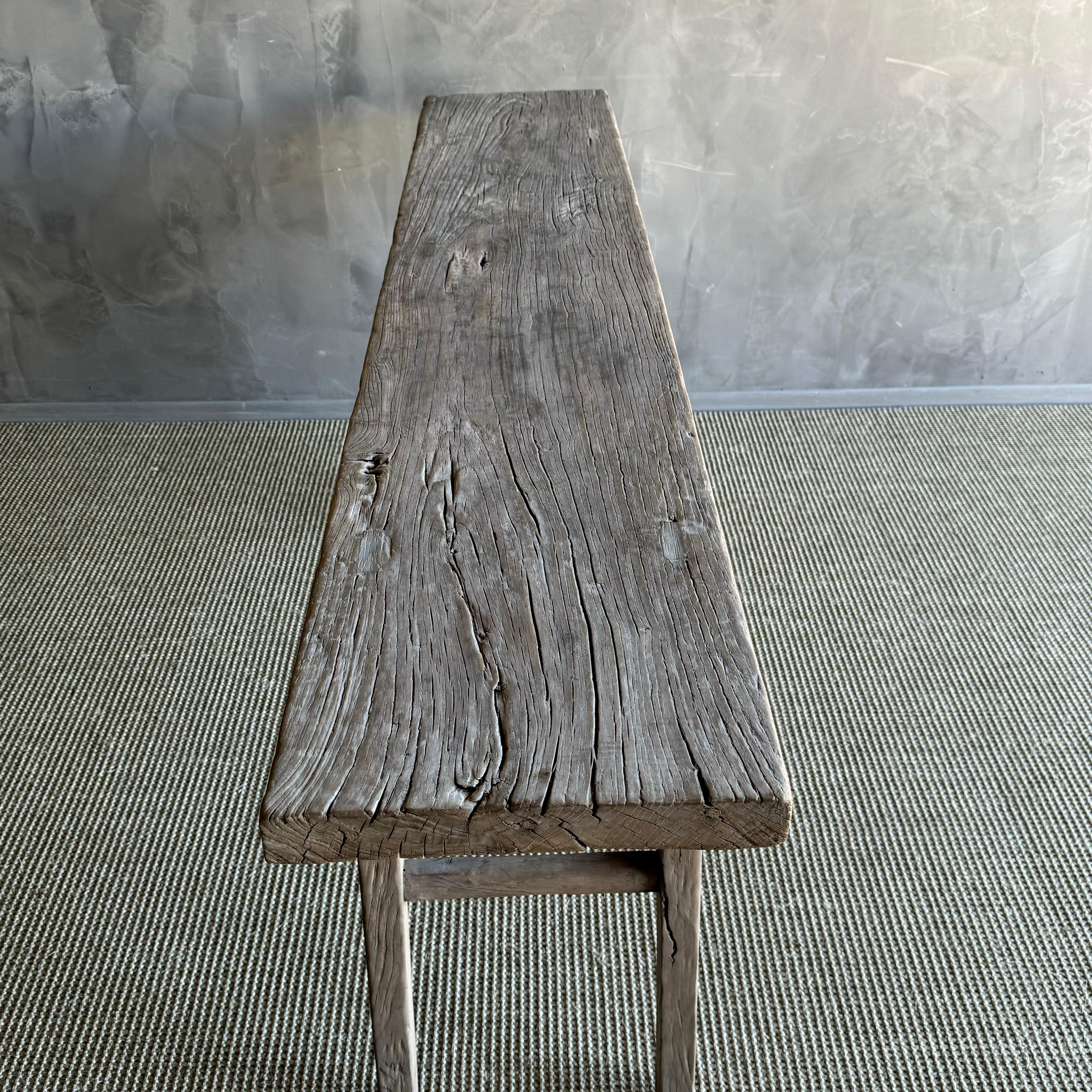 Tavolo consolle in legno di olmo vintage da 77,5 pollici 2